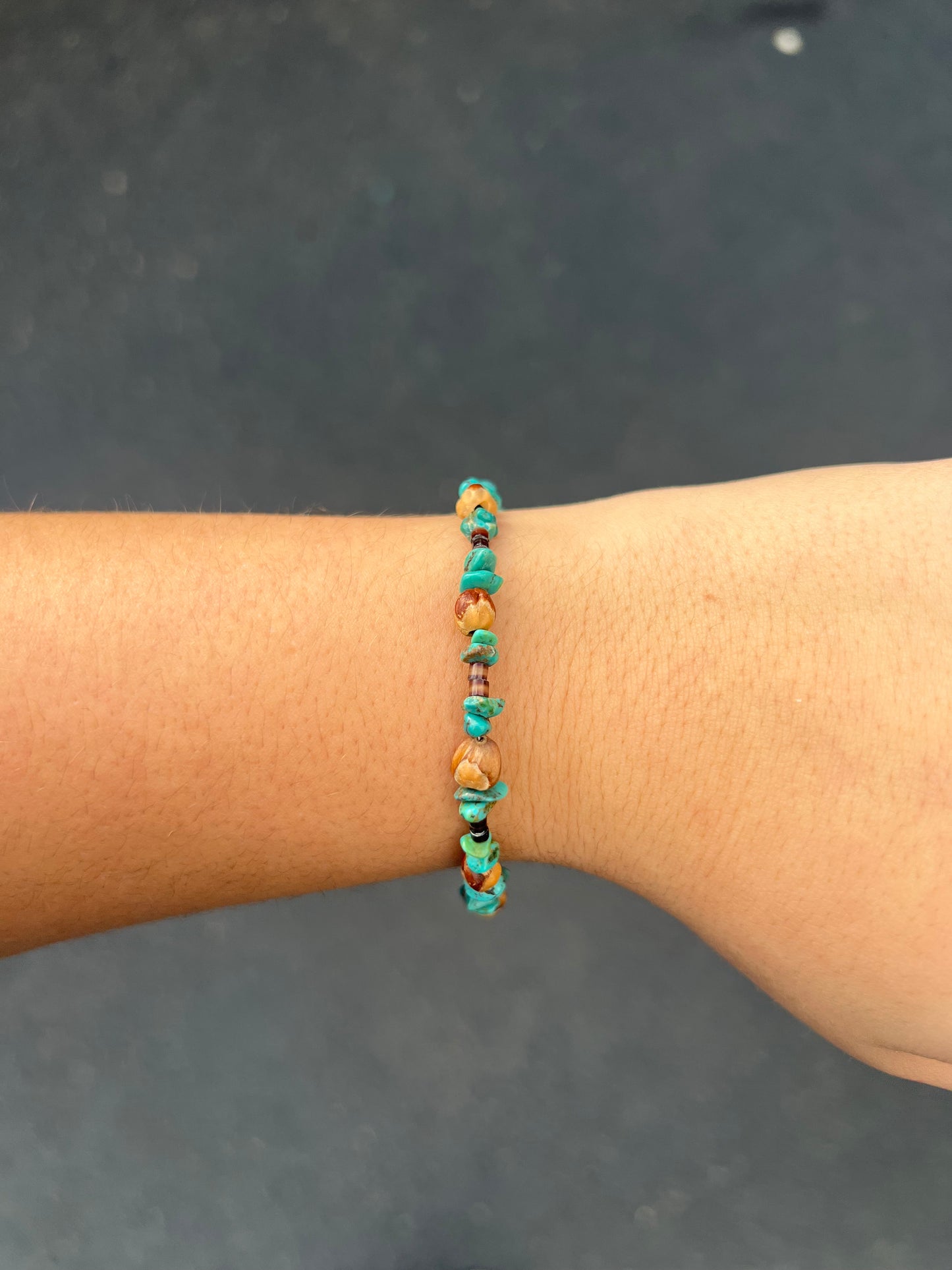 Turquoise Nuggets and Brown Beaded Bracelet