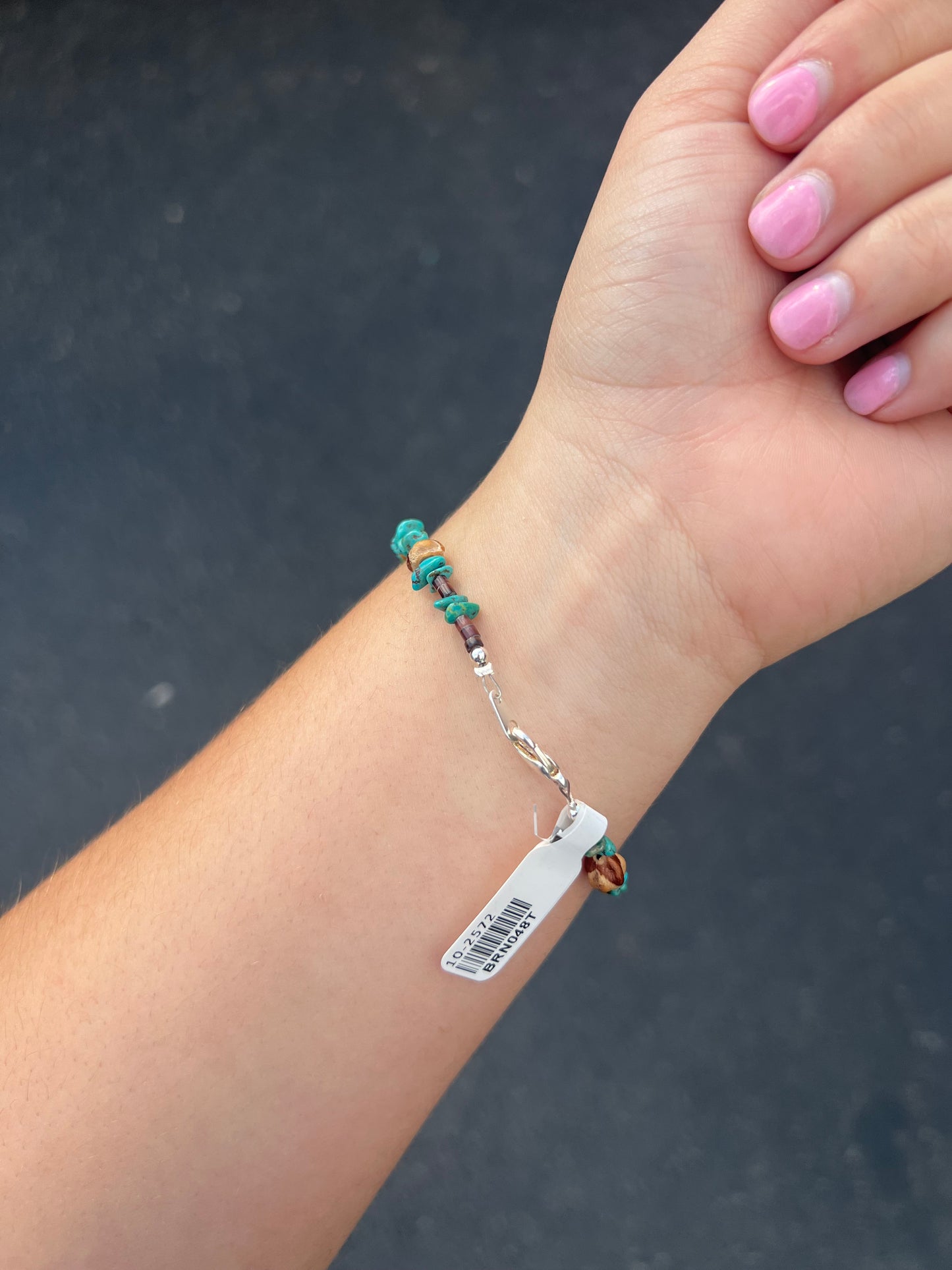 Turquoise Nuggets and Brown Beaded Bracelet