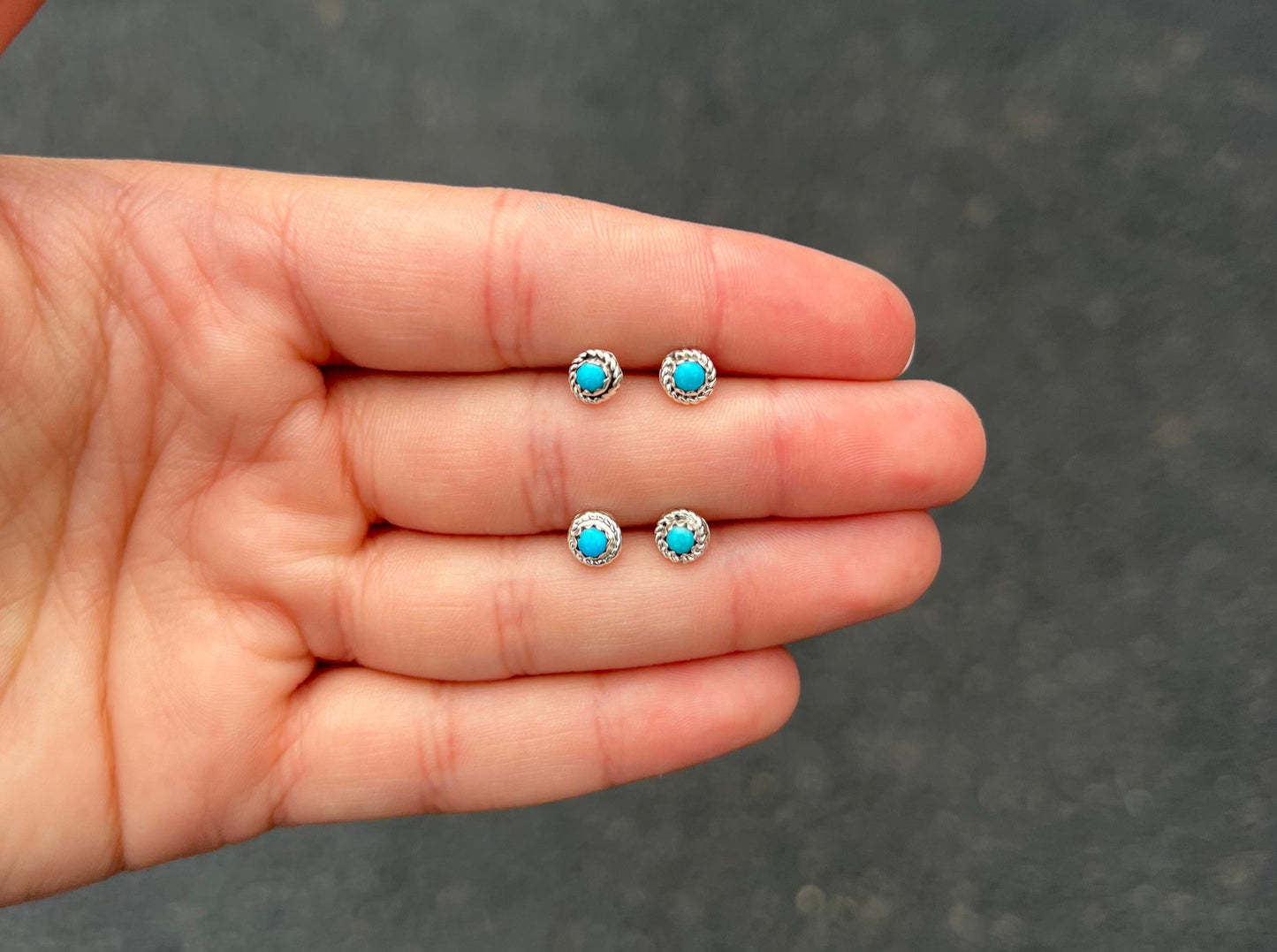 Round Sleeping Beauty Turquoise Mini Studs