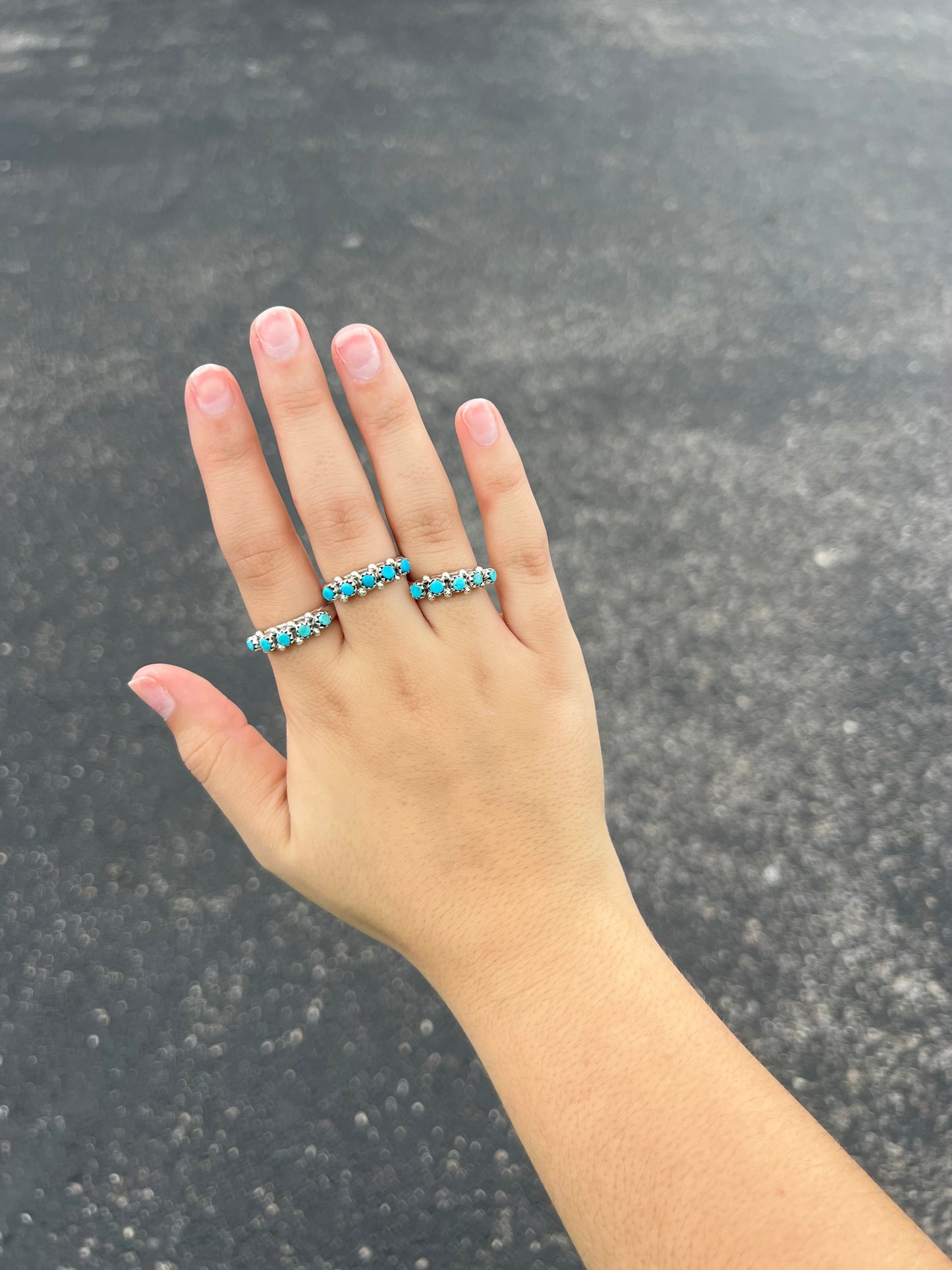 Genuine Turquoise 5 Stone Stacker Sterling Silver Ring