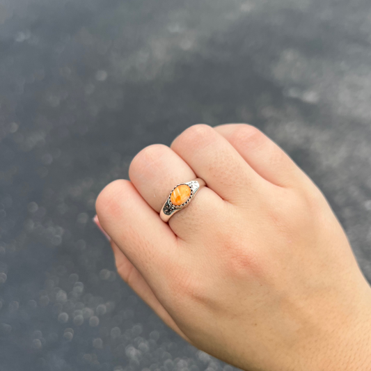The Ida Orange Spiny Oyster Sterling Silver Ring