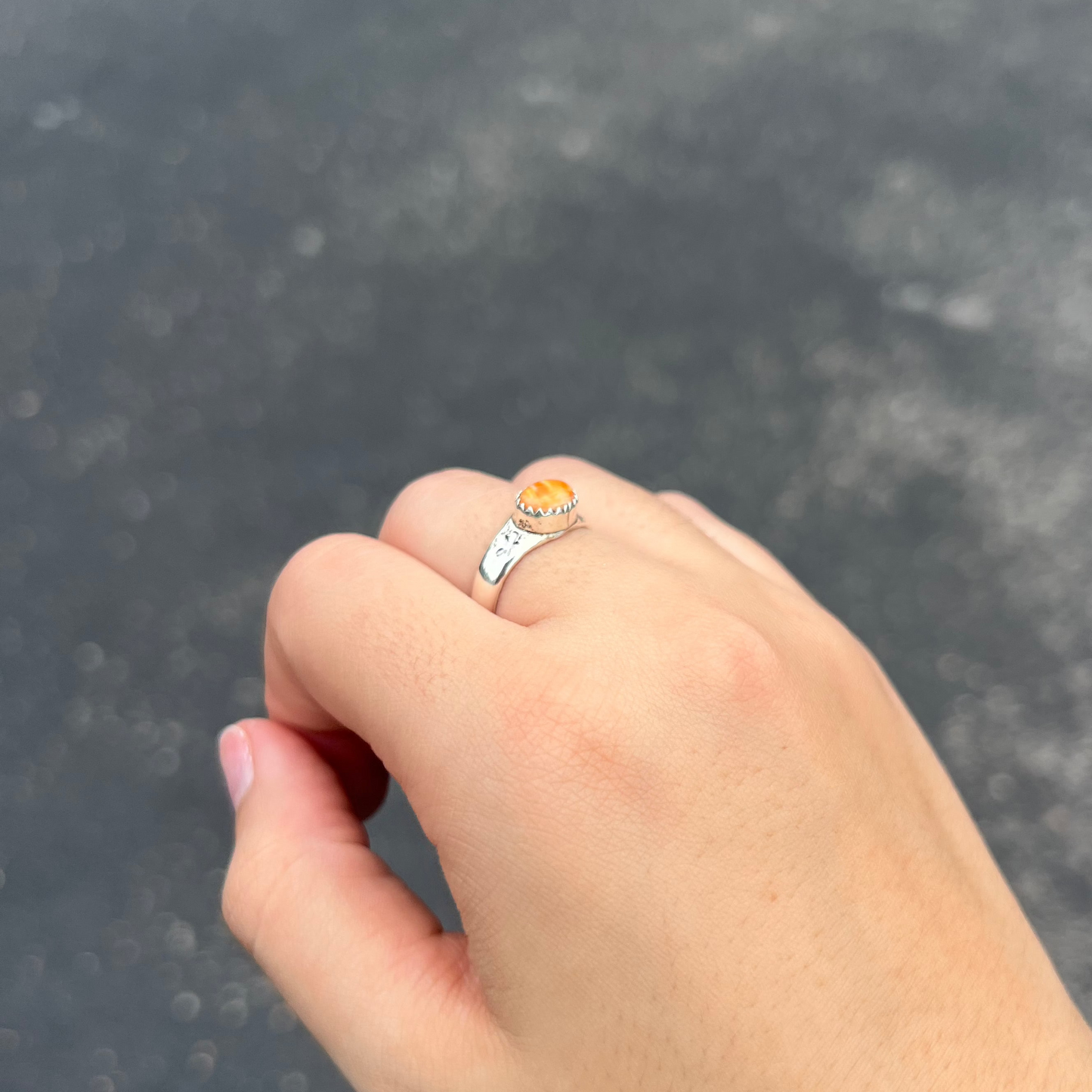 The Ida Orange Spiny Oyster Sterling Silver Ring