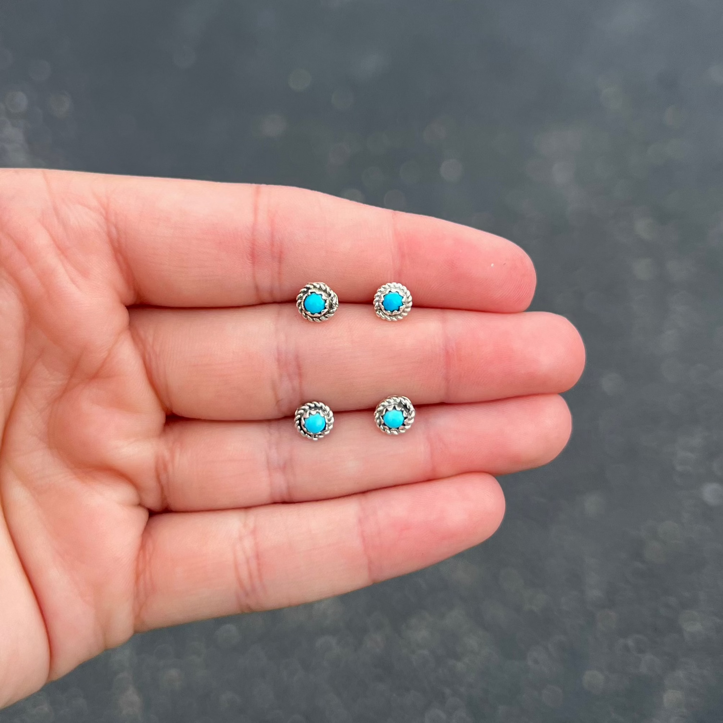 Round Sleeping Beauty Turquoise Mini Studs