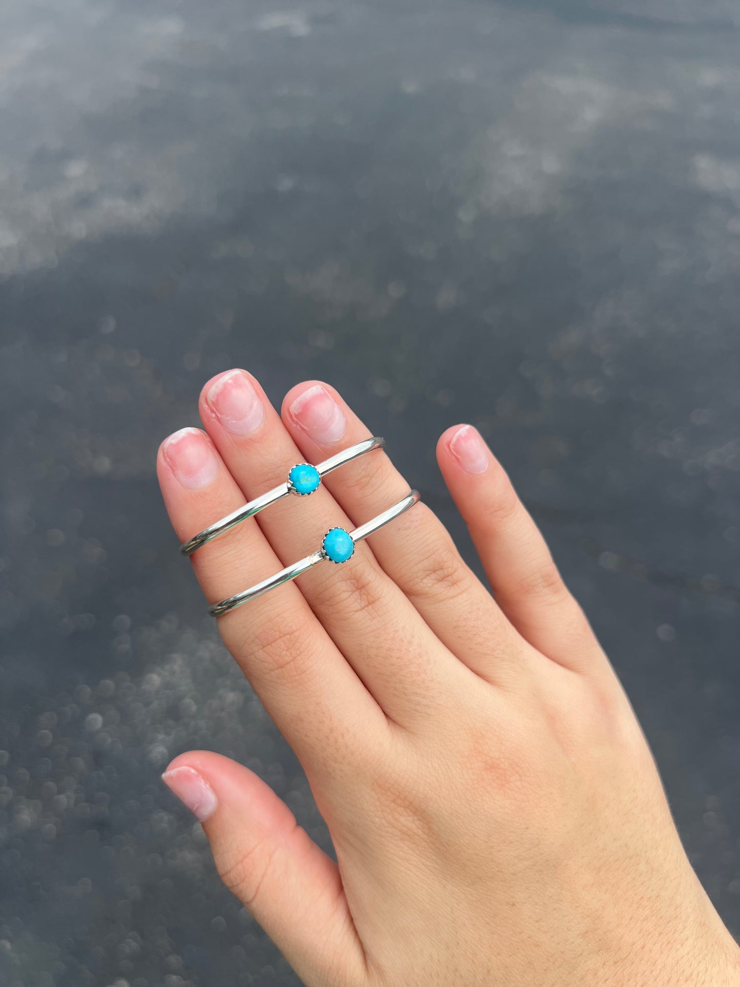 Baby Bracelet Mini Stud Cuff Authentic Turquoise Sterling Silver