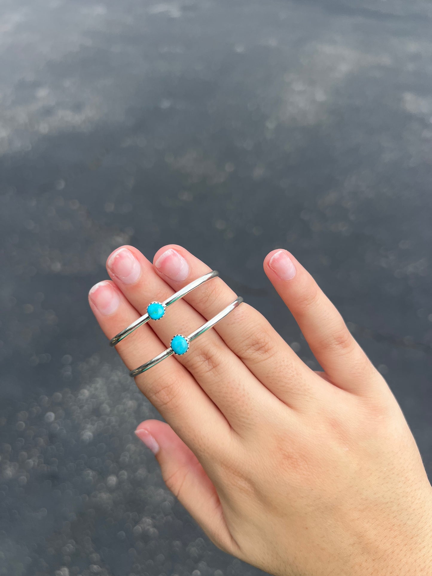 Baby Bracelet Mini Stud Cuff Authentic Turquoise Sterling Silver