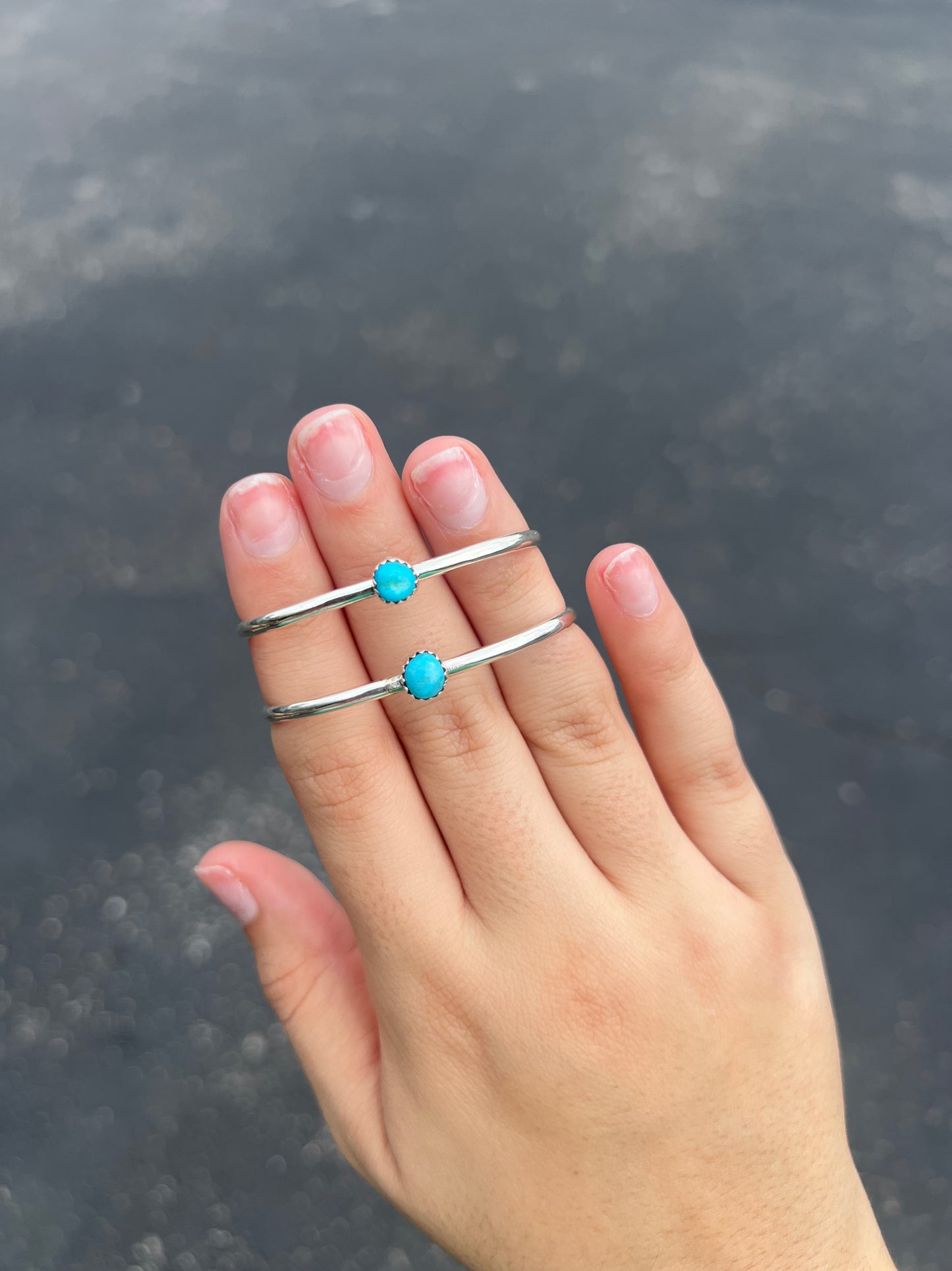 Baby Bracelet Mini Stud Cuff Authentic Turquoise Sterling Silver
