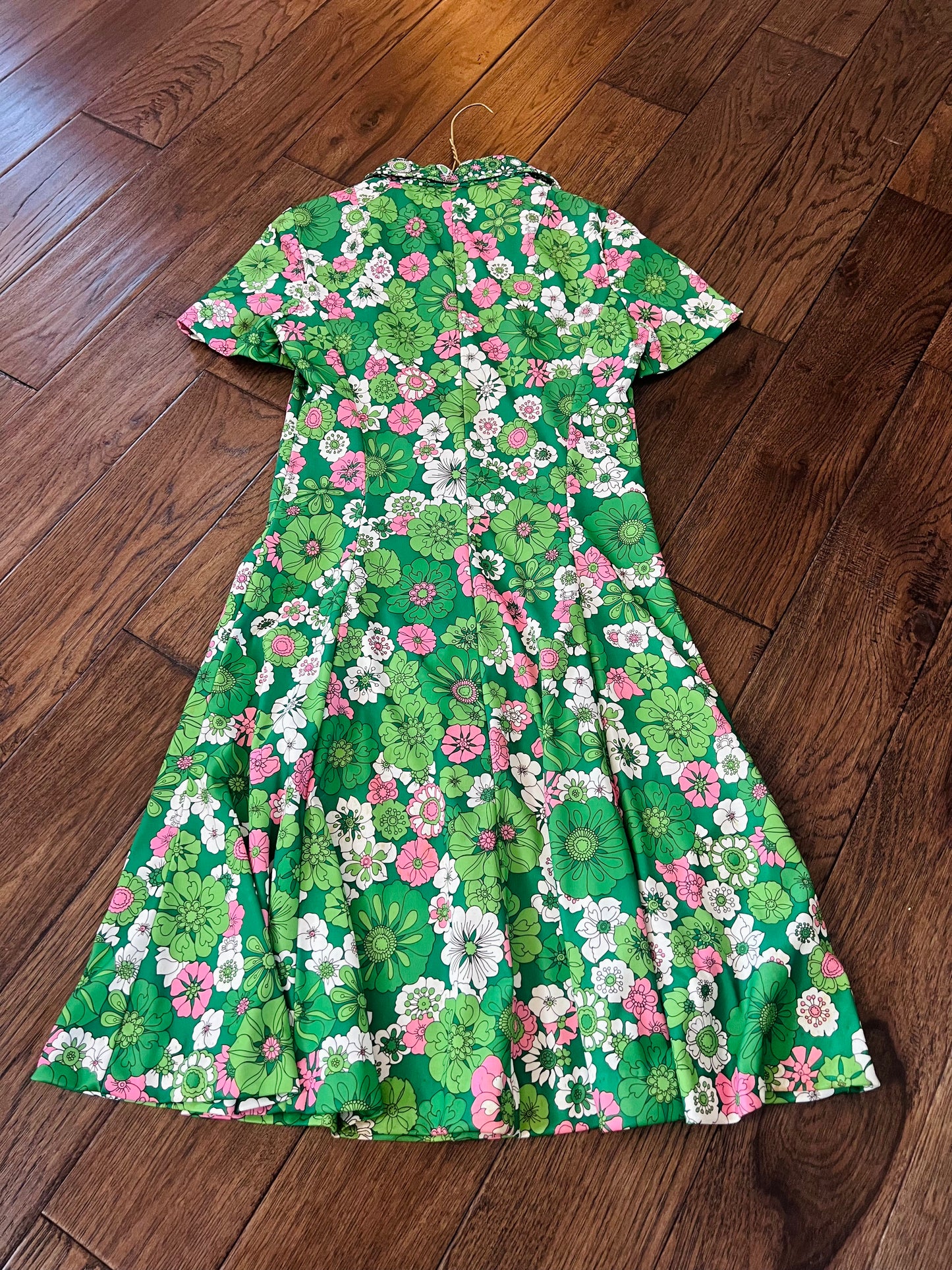 Vintage Emilio Borghese Pink and Green Floral Dress