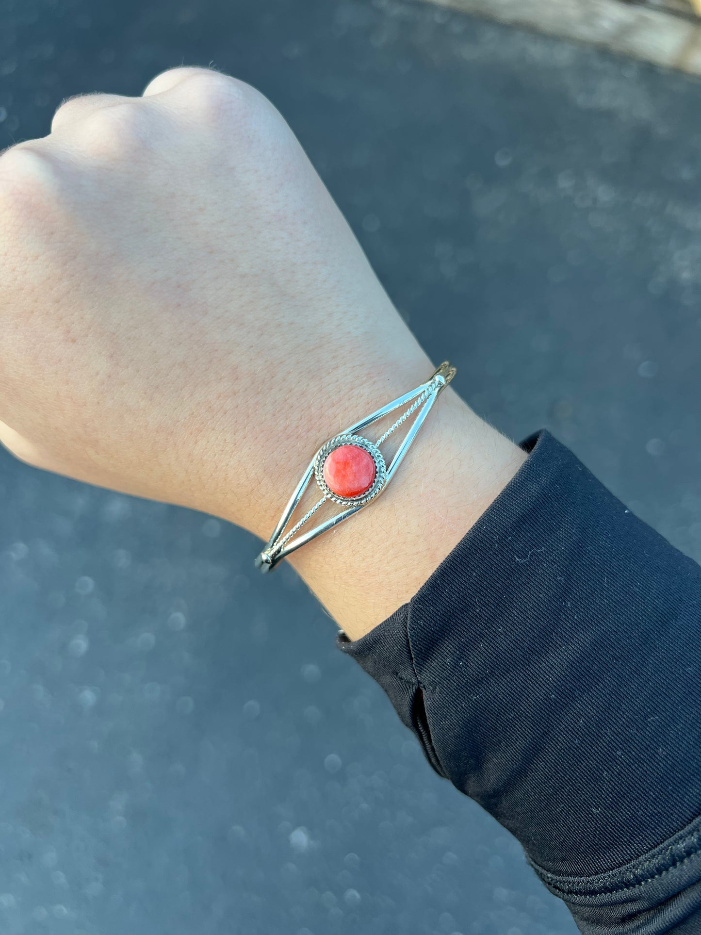 Genuine Spiny Oyster Sterling Silver Cuff Bracelet