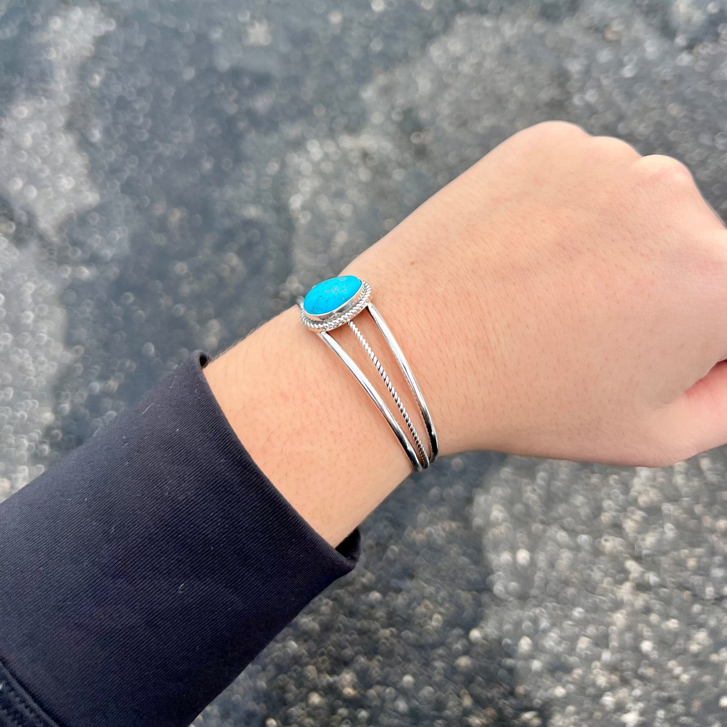 The Gia Genuine Kingman Turquoise Sterling Silver Cuff Bracelet