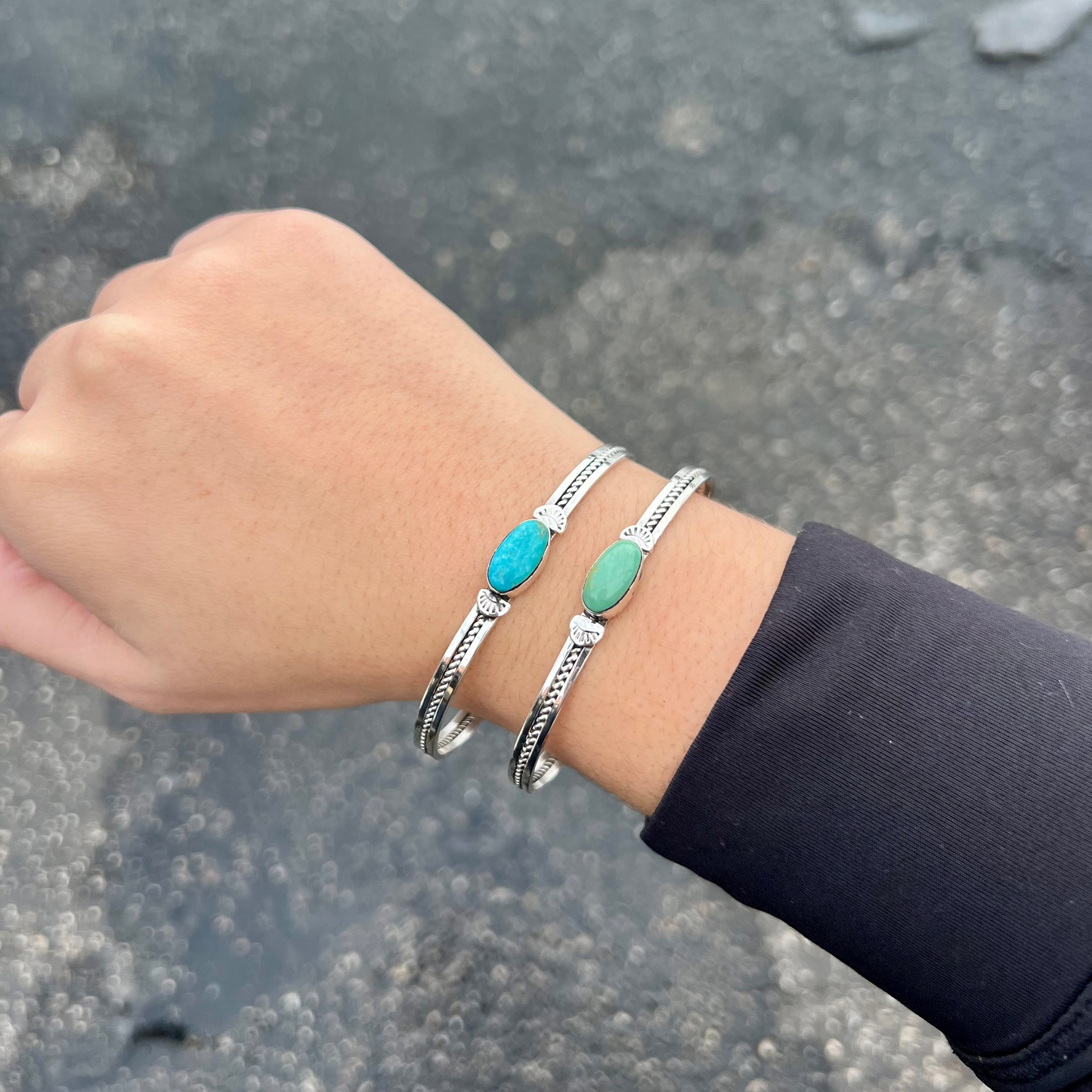 Genuine Kingman Turquoise Oval Cuff