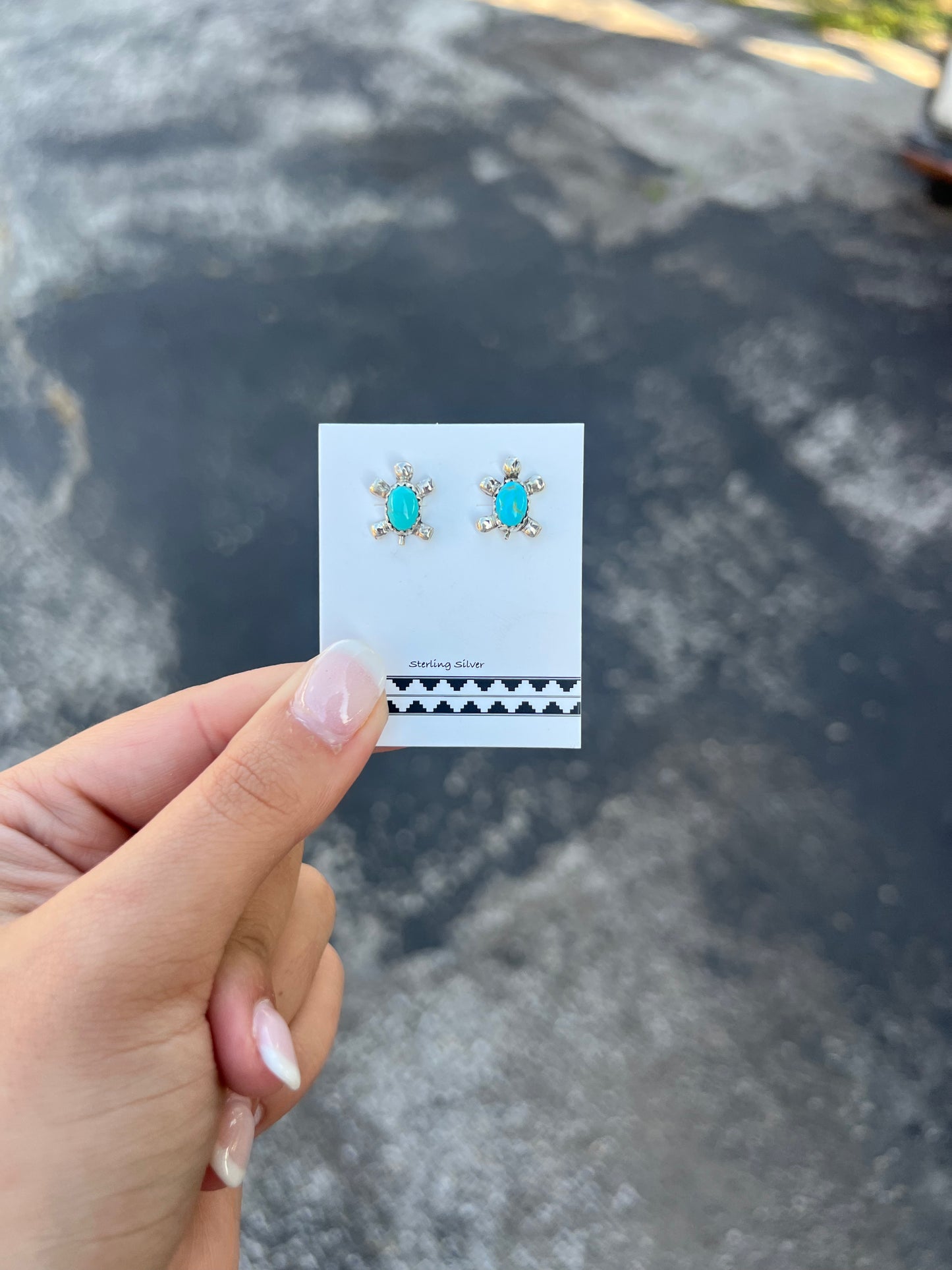 Genuine Turquoise Turtle Sterling Silver Studs