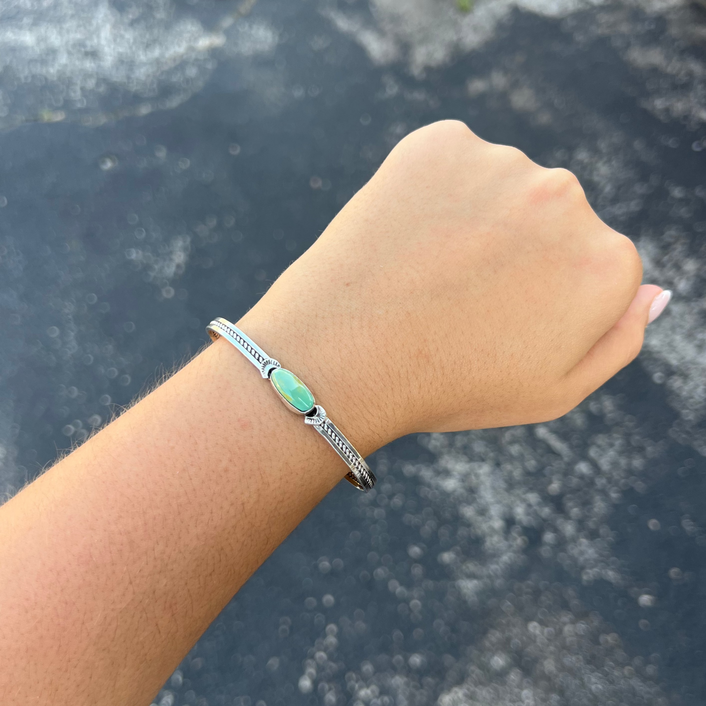Genuine Kingman Turquoise Oval Cuff