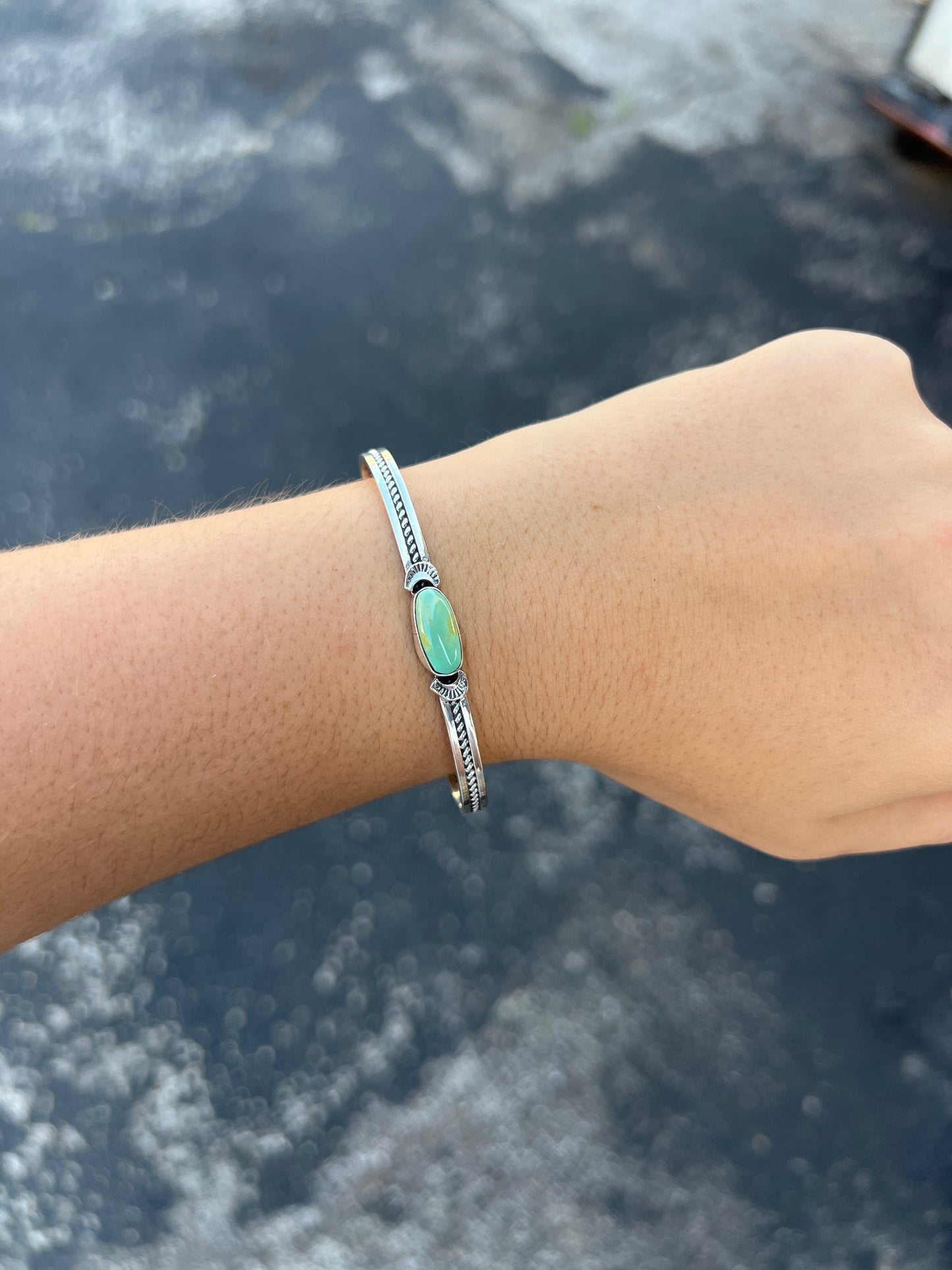 Genuine Kingman Turquoise Oval Cuff