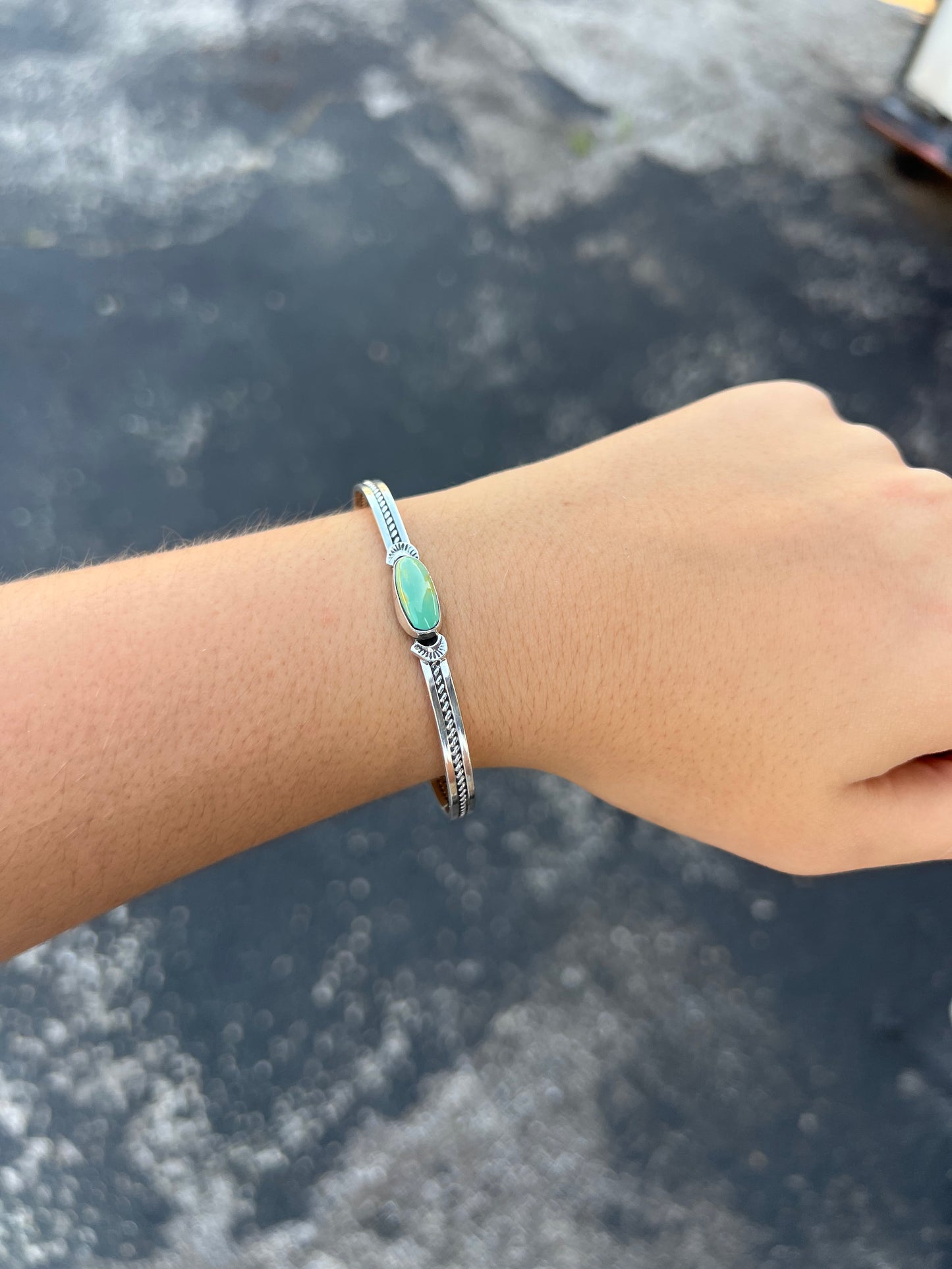 Genuine Kingman Turquoise Oval Cuff