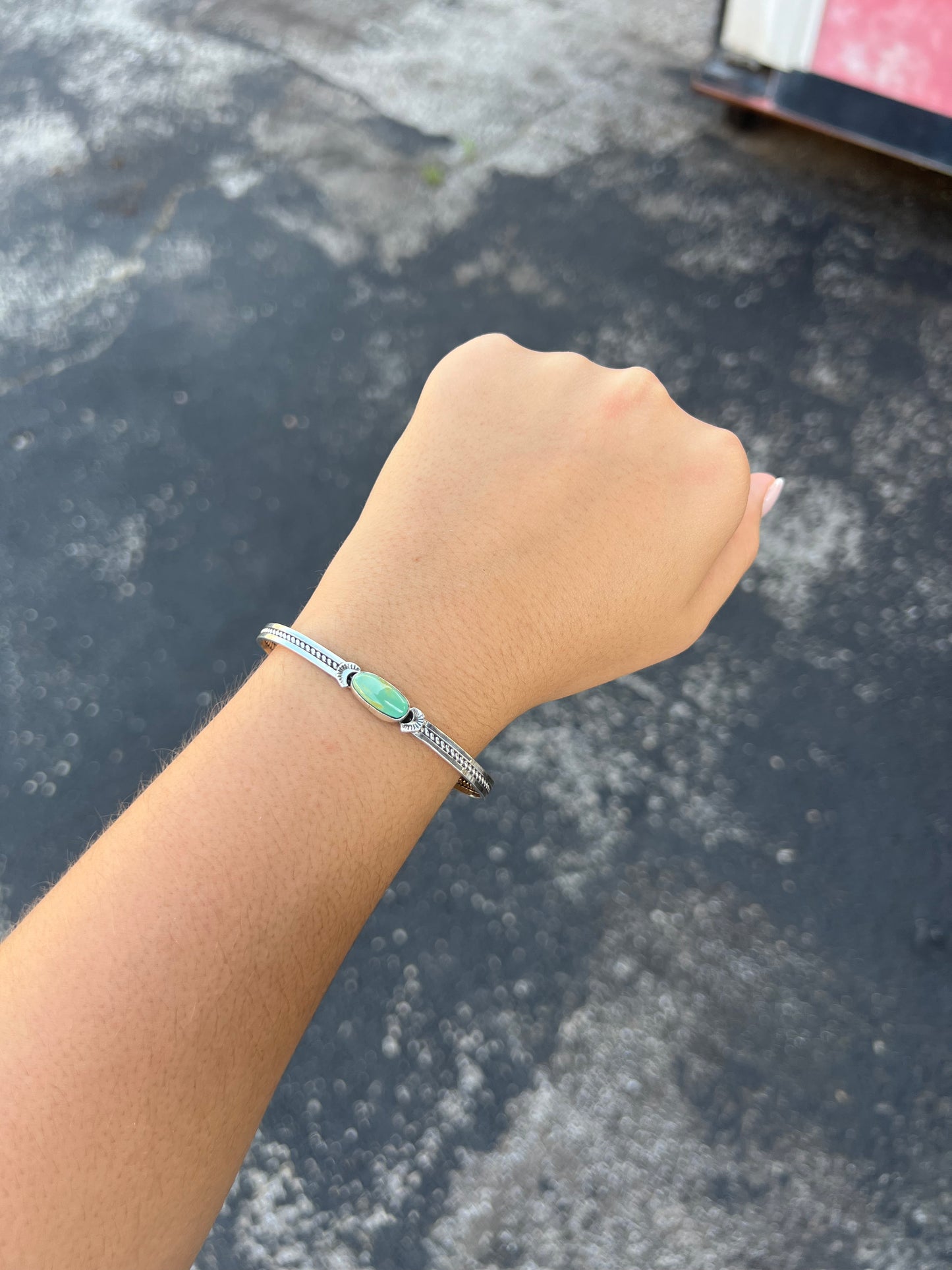 Genuine Kingman Turquoise Oval Cuff