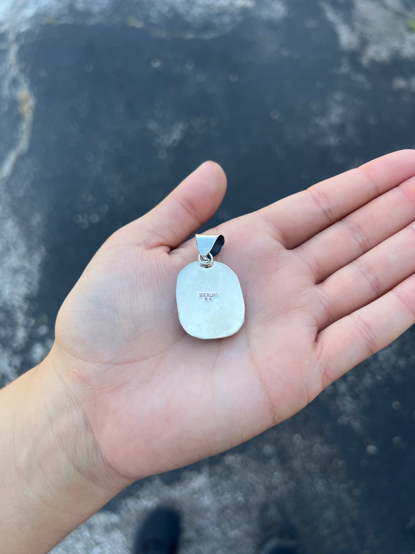 Green Royston Ribbon Turquoise Sterling Silver Square Pendant
