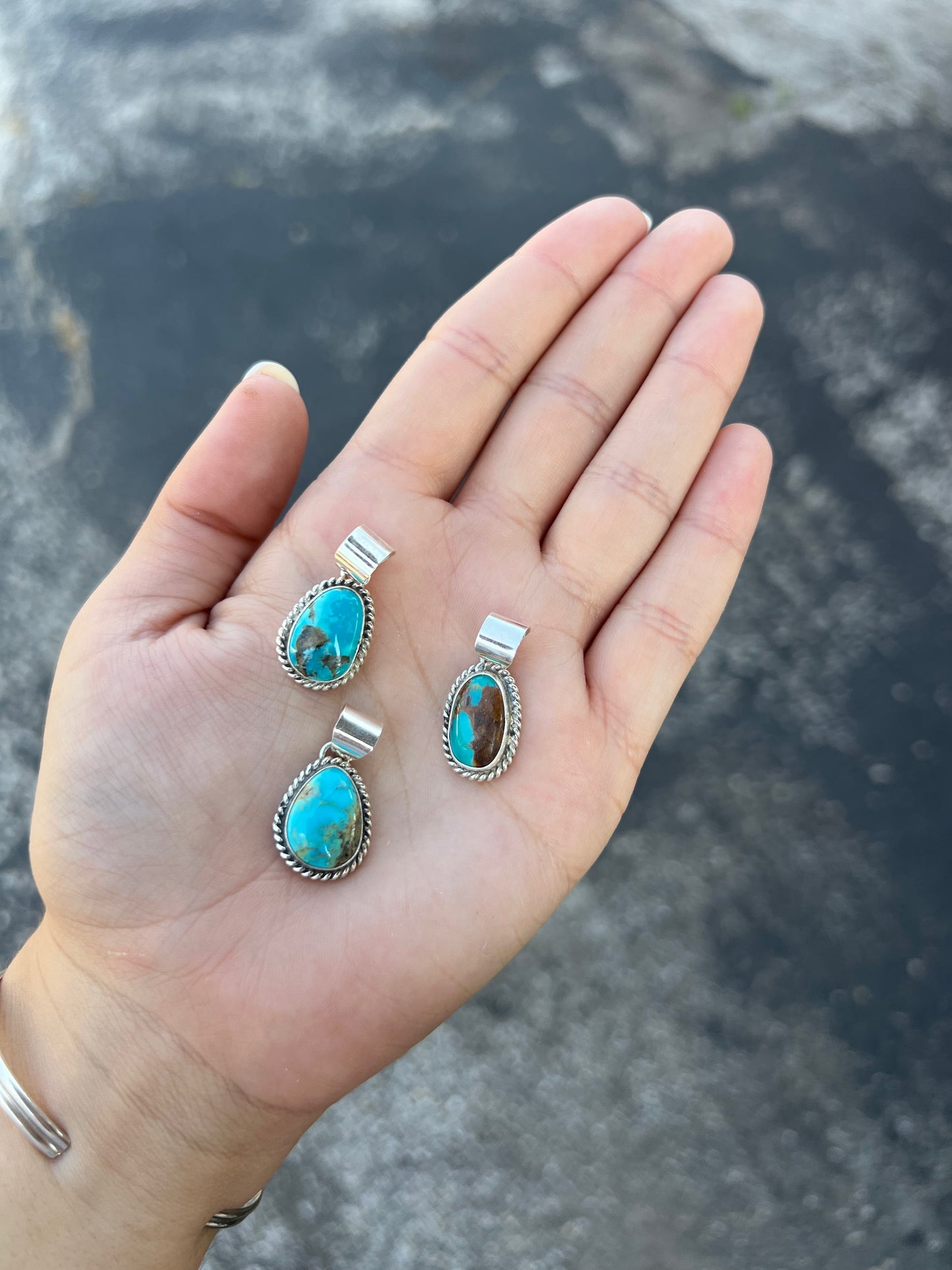 The Jessie Genuine Turquoise Sterling Silver Pendant