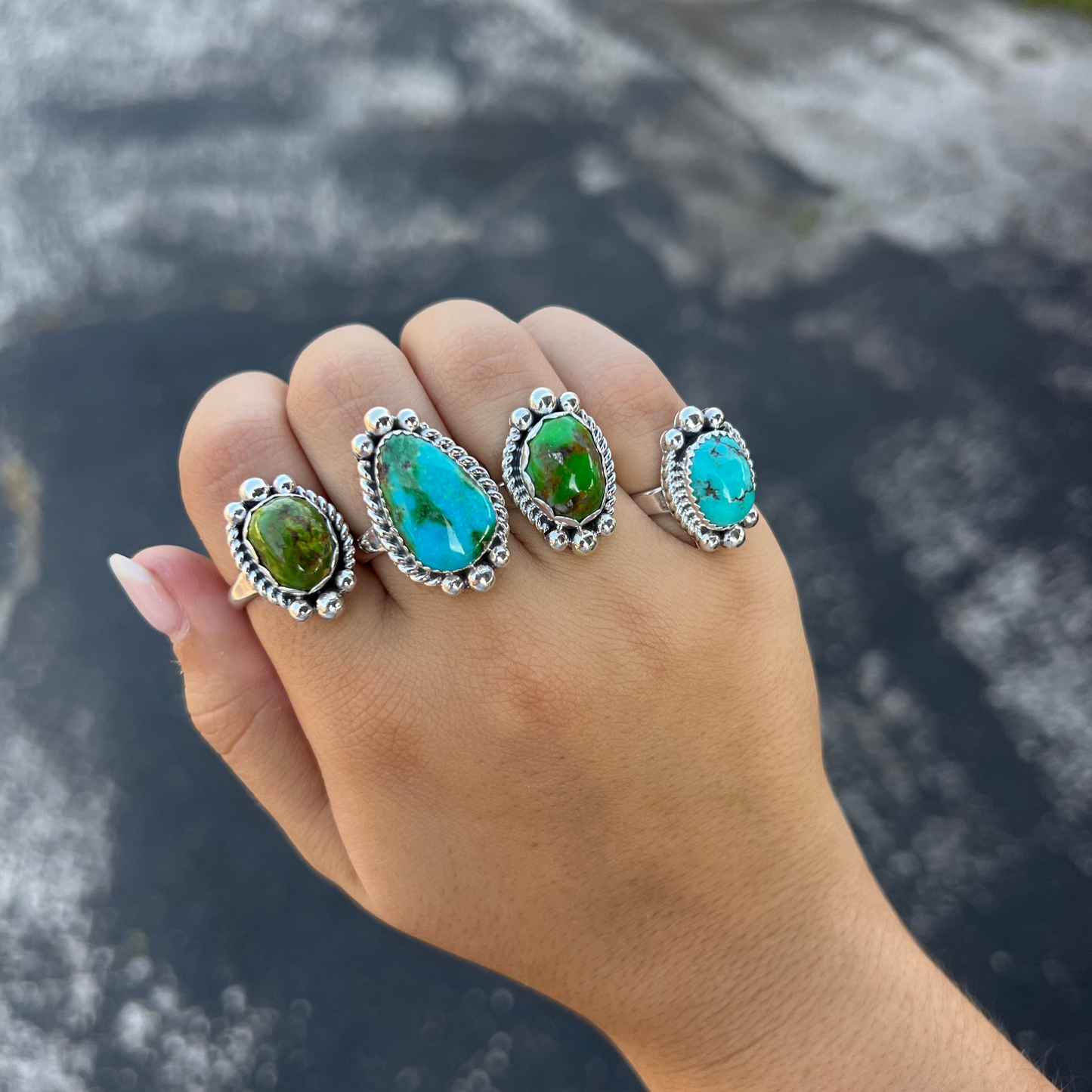 The Andie Genuine Sonoran Gold Turquoise Sterling Silver Ring