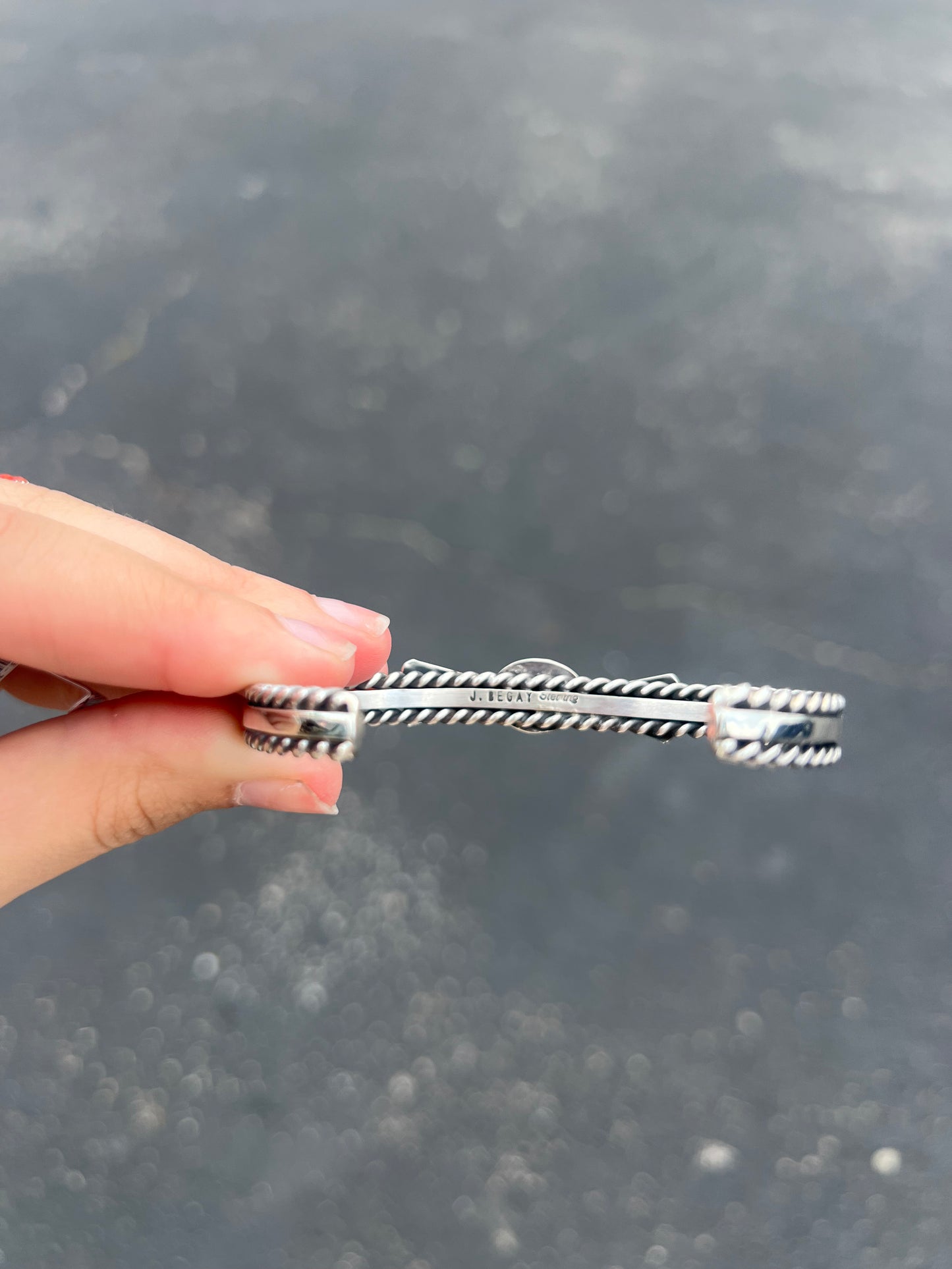 Kingman Turquoise Fan and Twist Wire Sterling Silver Cuff Bracelet