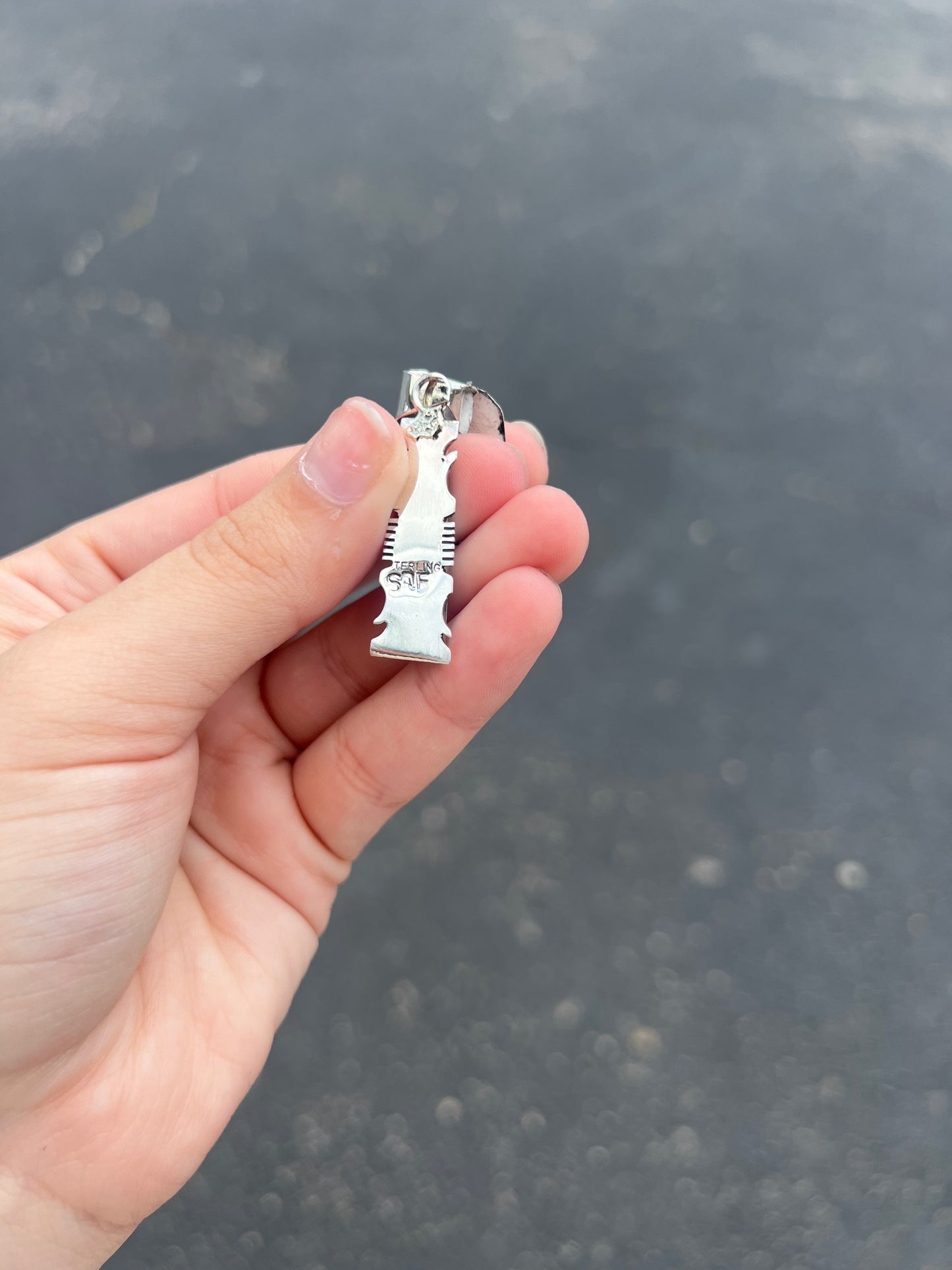 Genuine Turquoise Graduating Inlay Sterling Silver Pendant