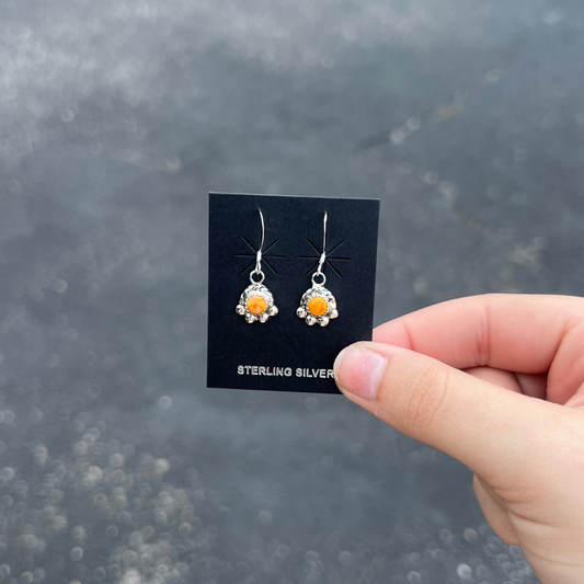 Spiny Oyster Sterling Silver 4 Bead Dangle Earrings