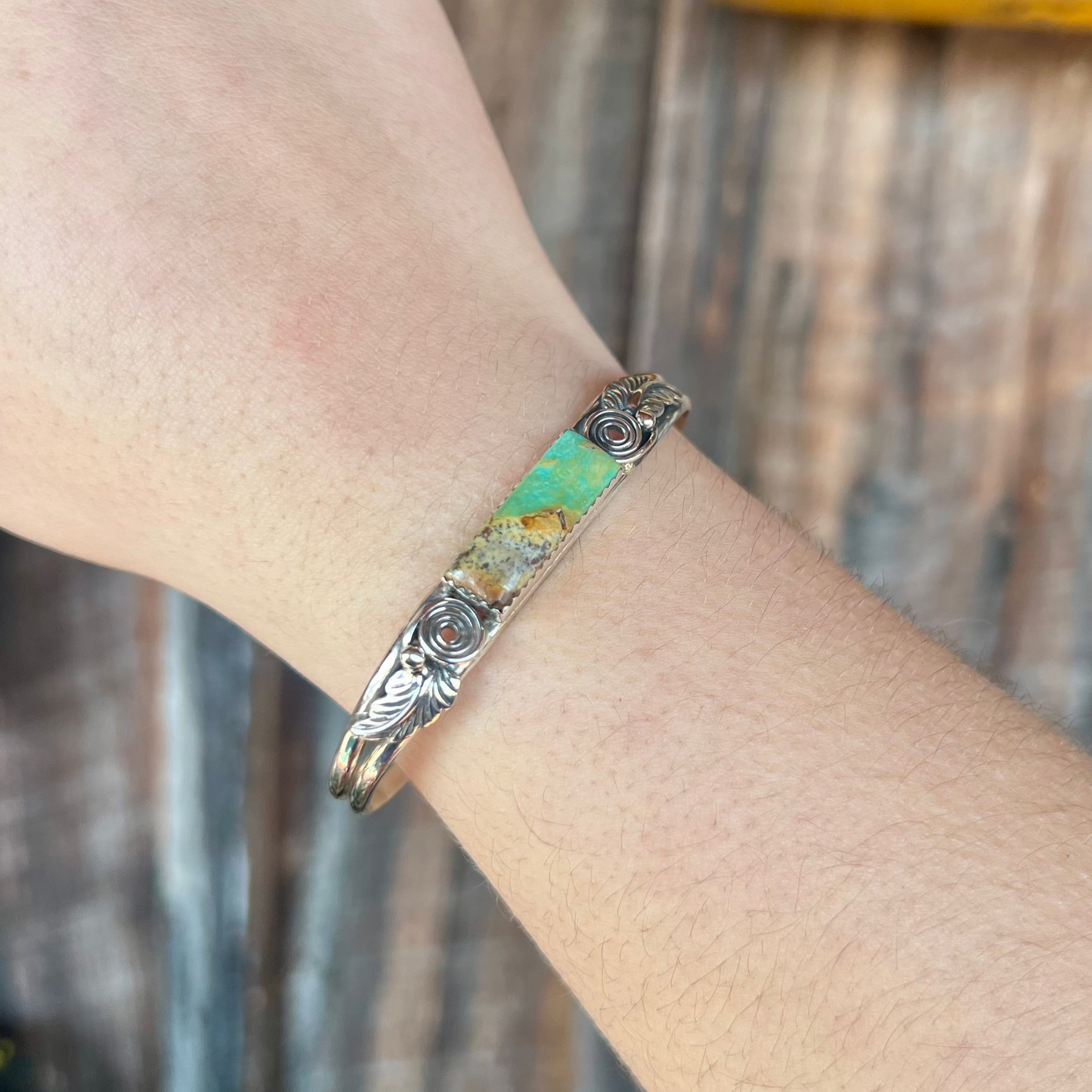 Genuine Kingman Turquoise Bar Bracelet