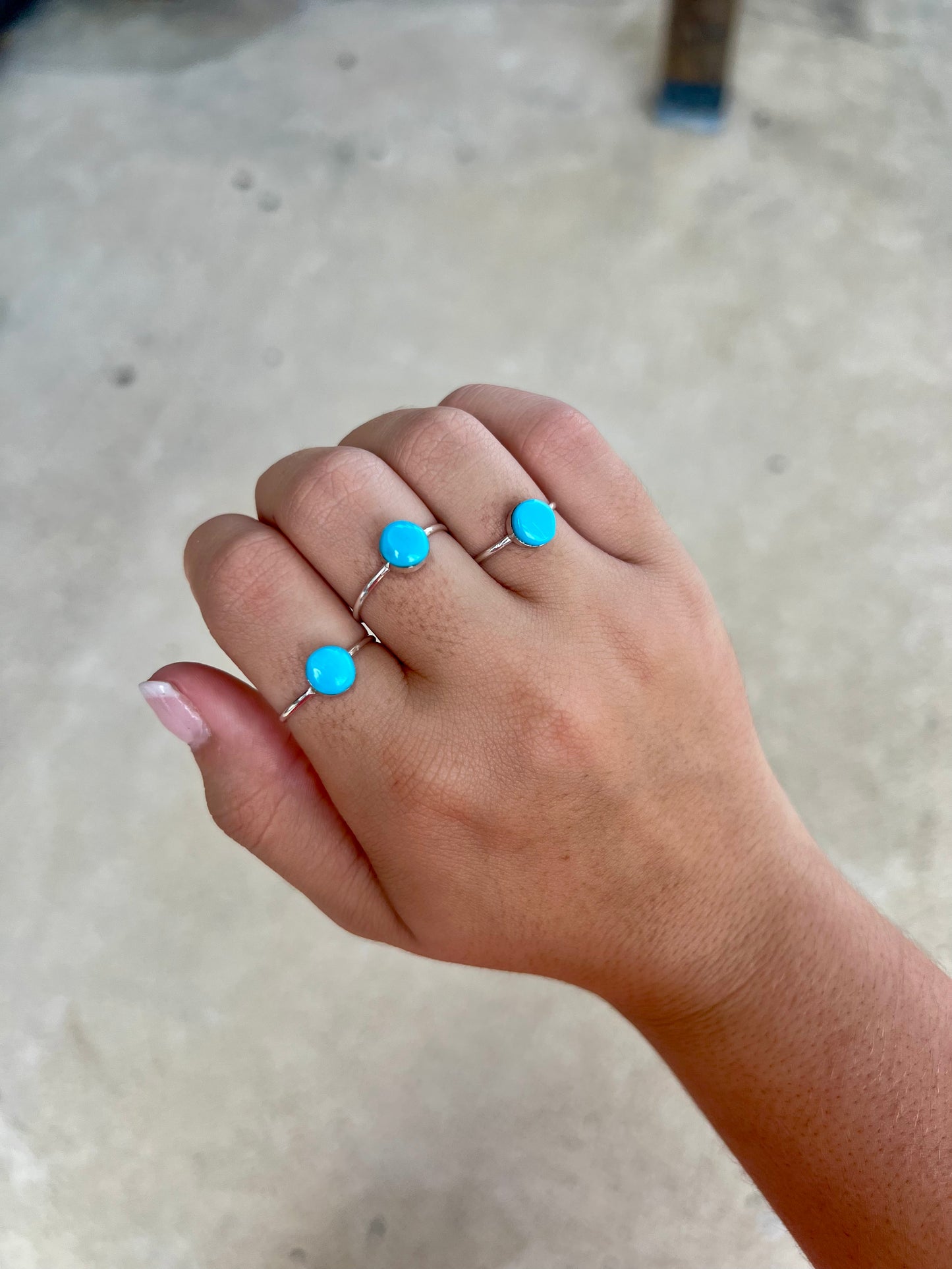 Zuni Red Skin Turquoise Inlay Sterling Silver Dot Ring
