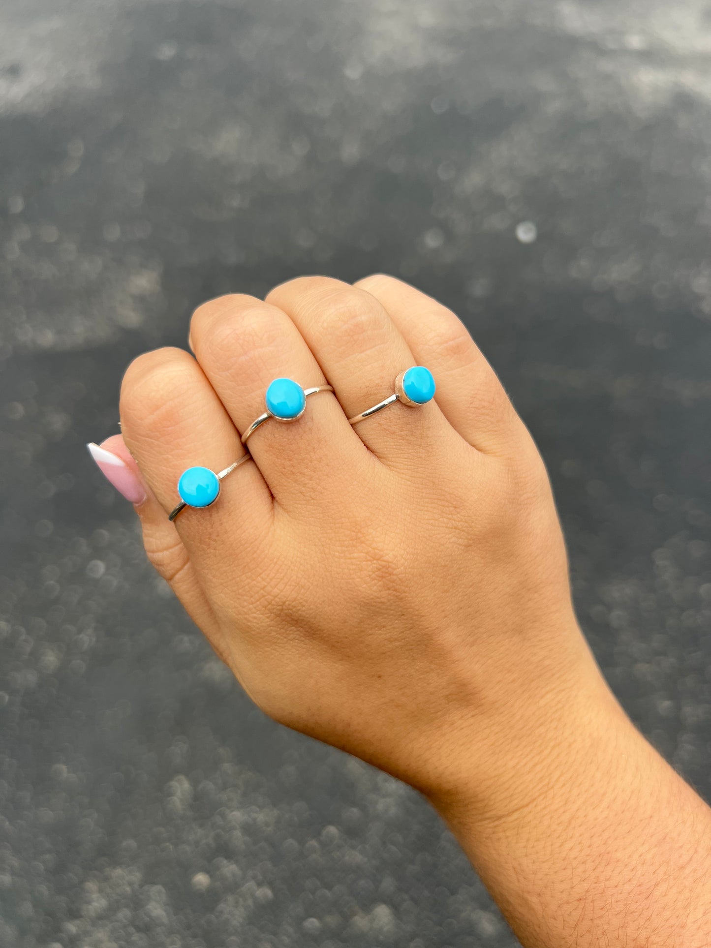 Zuni Inlaid Genuine Turquoise Sterling Silver Round Ring