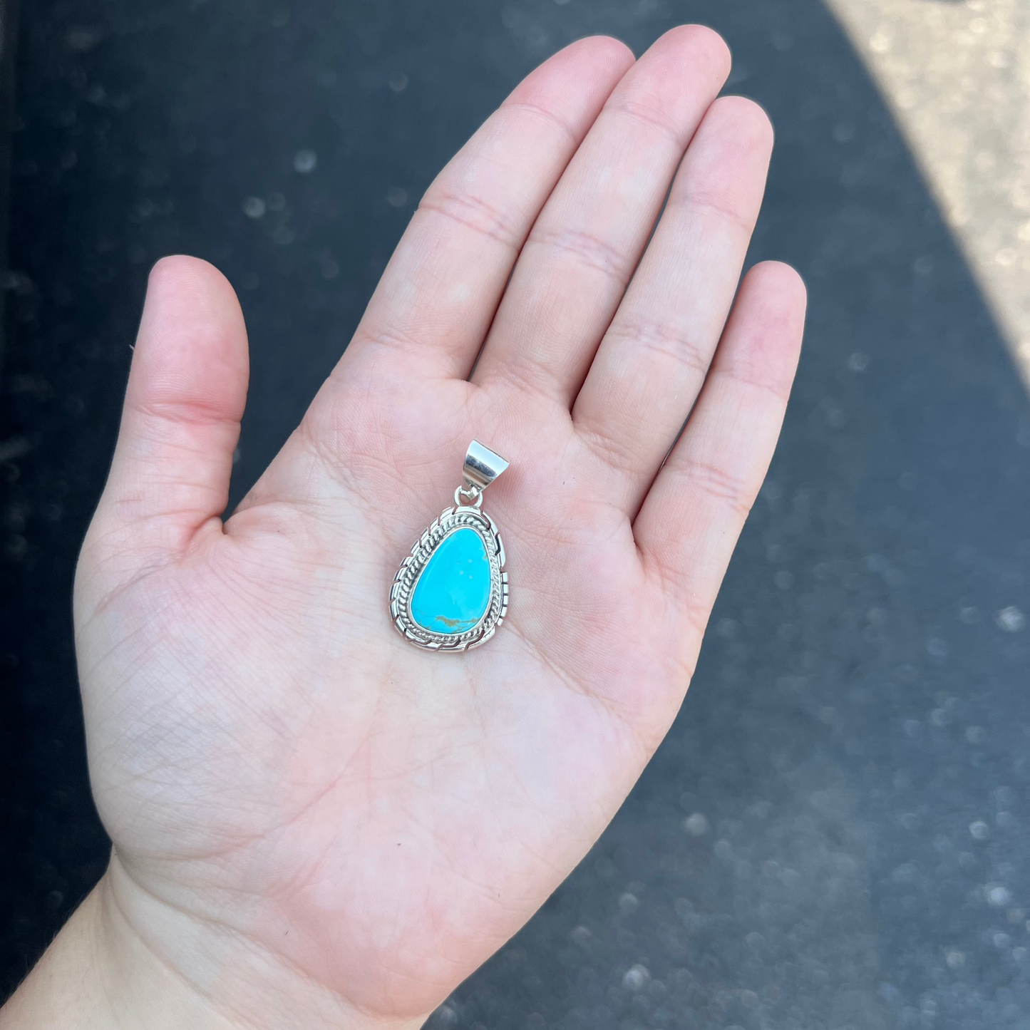 The Callie Genuine Kingman Turquoise Sterling Silver Pendant