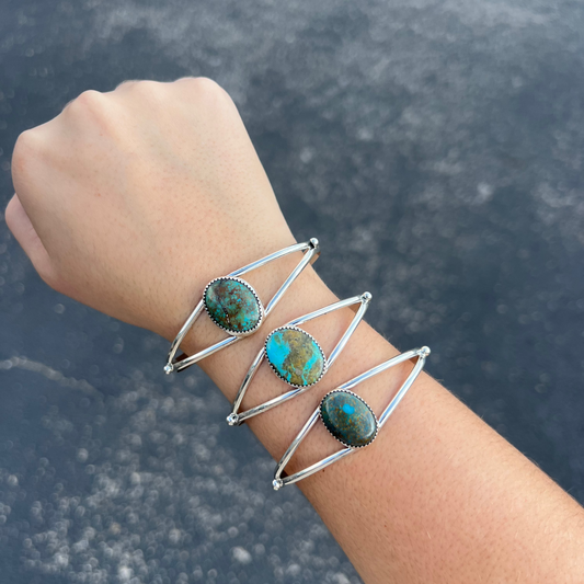 The Clara Genuine Turquoise Sterling Silver Cuff