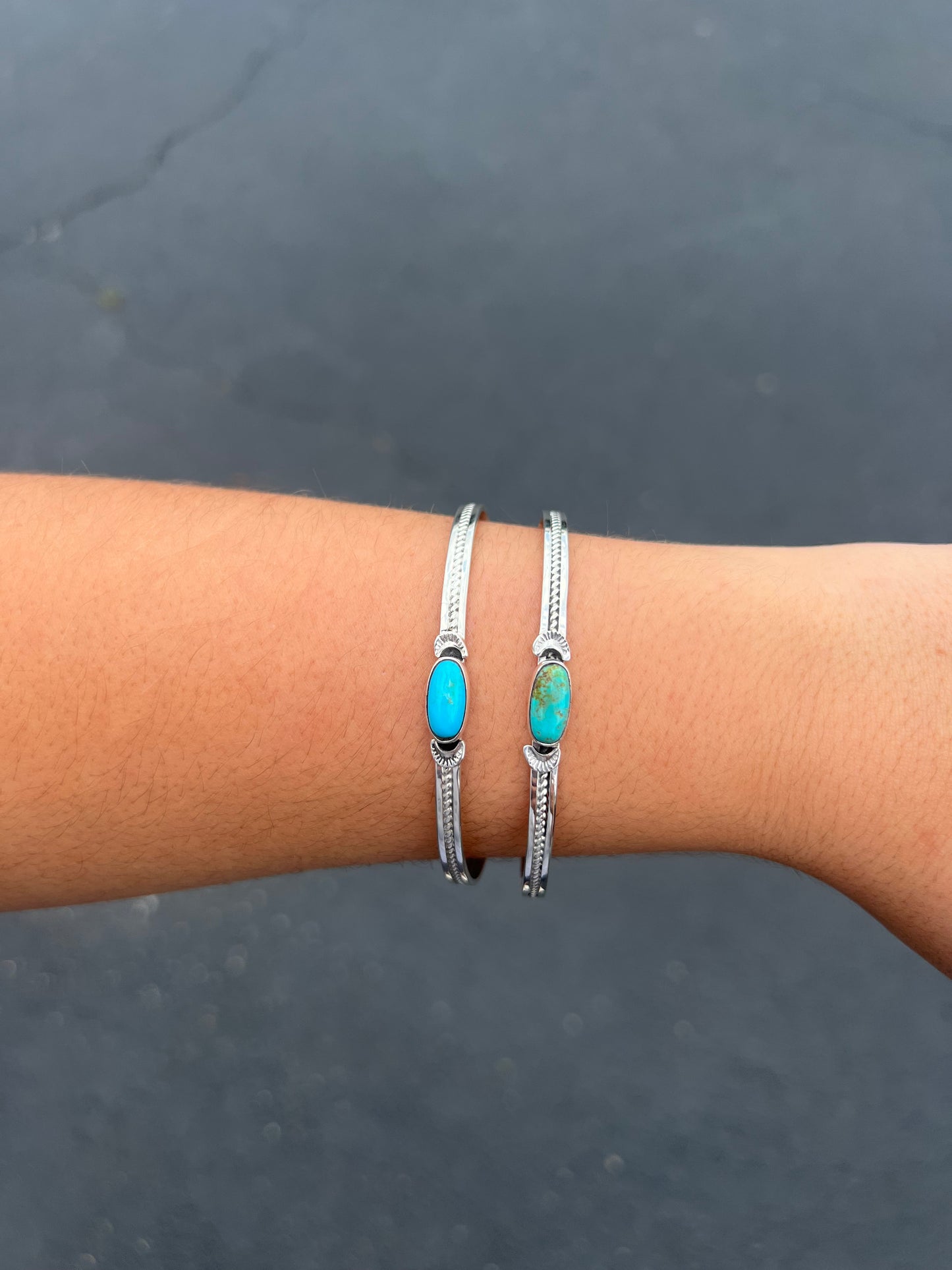 Genuine Kingman Turquoise Oval Cuff