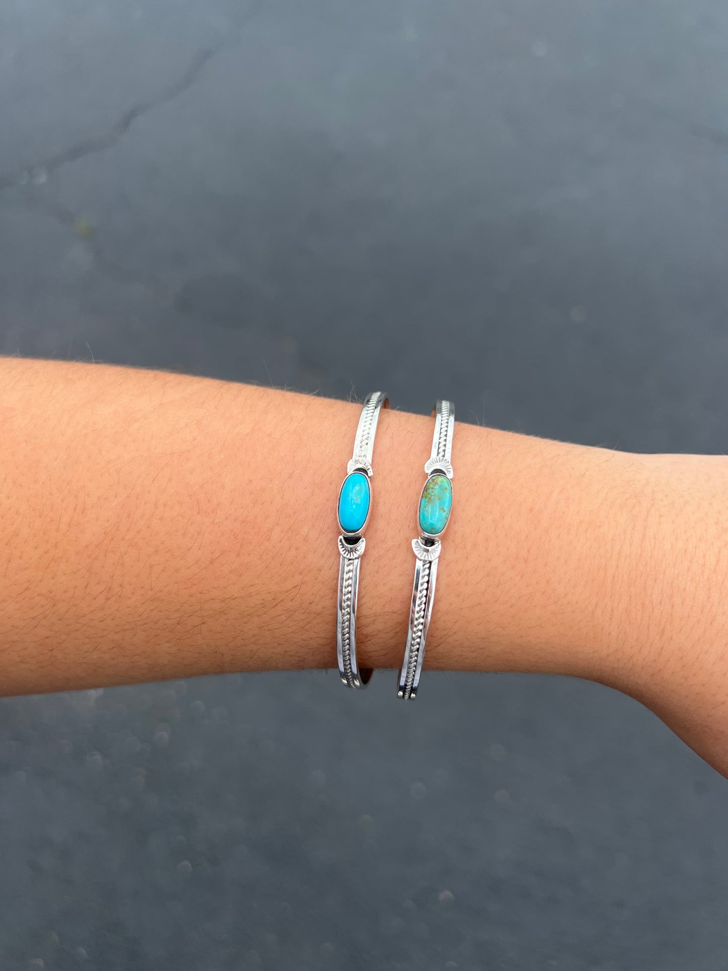 Genuine Kingman Turquoise Oval Cuff