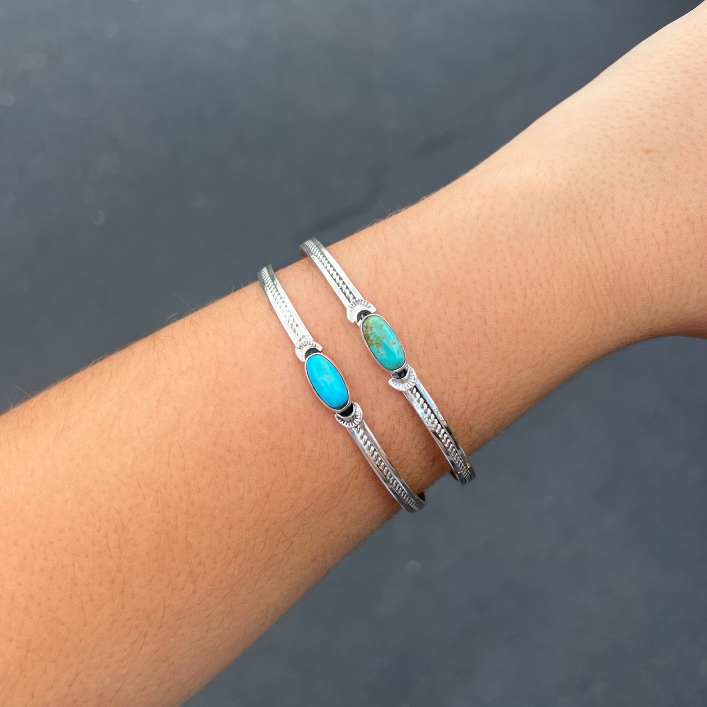 Genuine Kingman Turquoise Oval Cuff