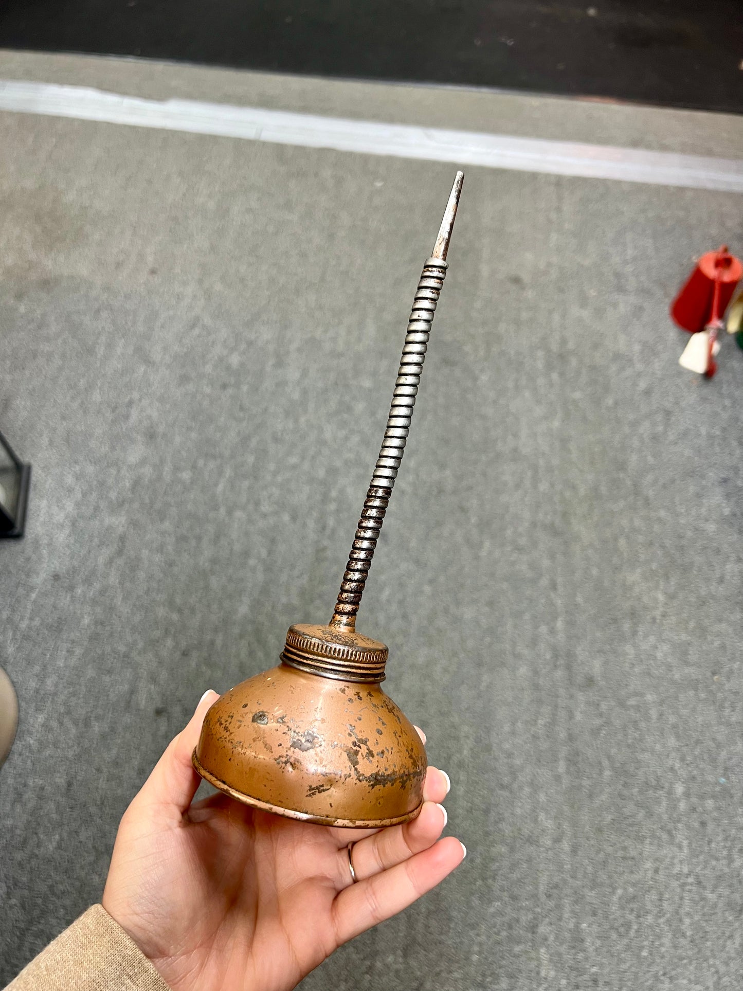 Vintage Oil Squirt Burp Type Can Flex Nozzle Spout Copper Color
