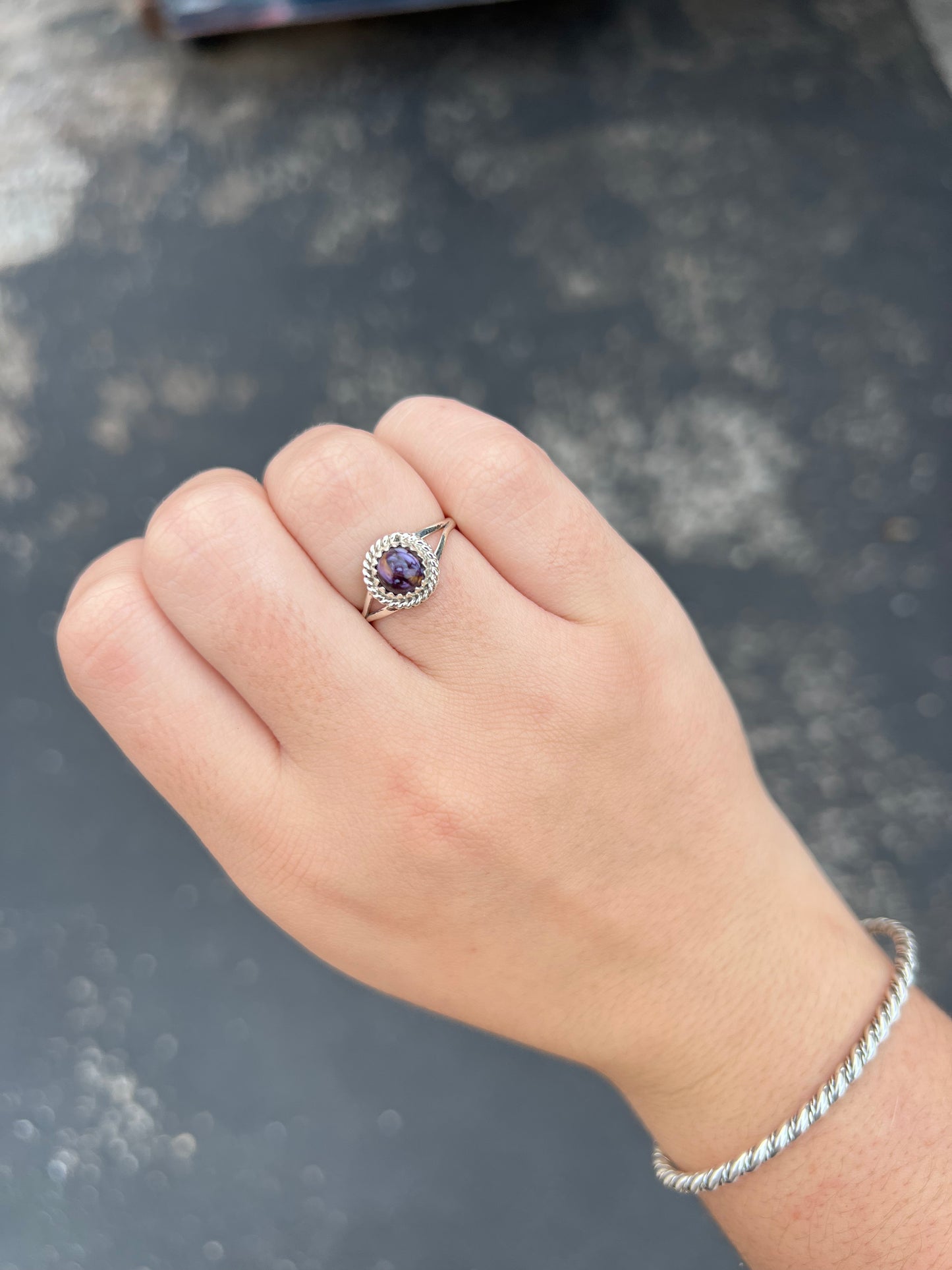 Turquoise Twisted & Split Round Ring