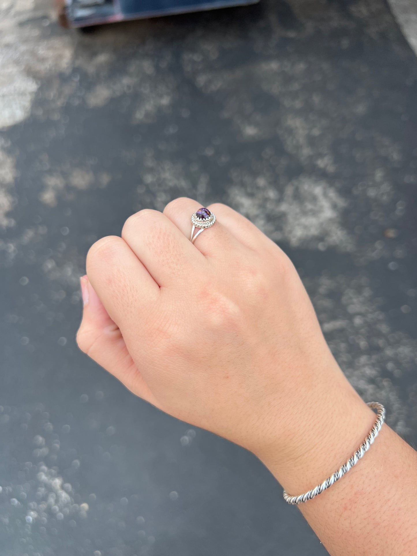 Turquoise Twisted & Split Round Ring