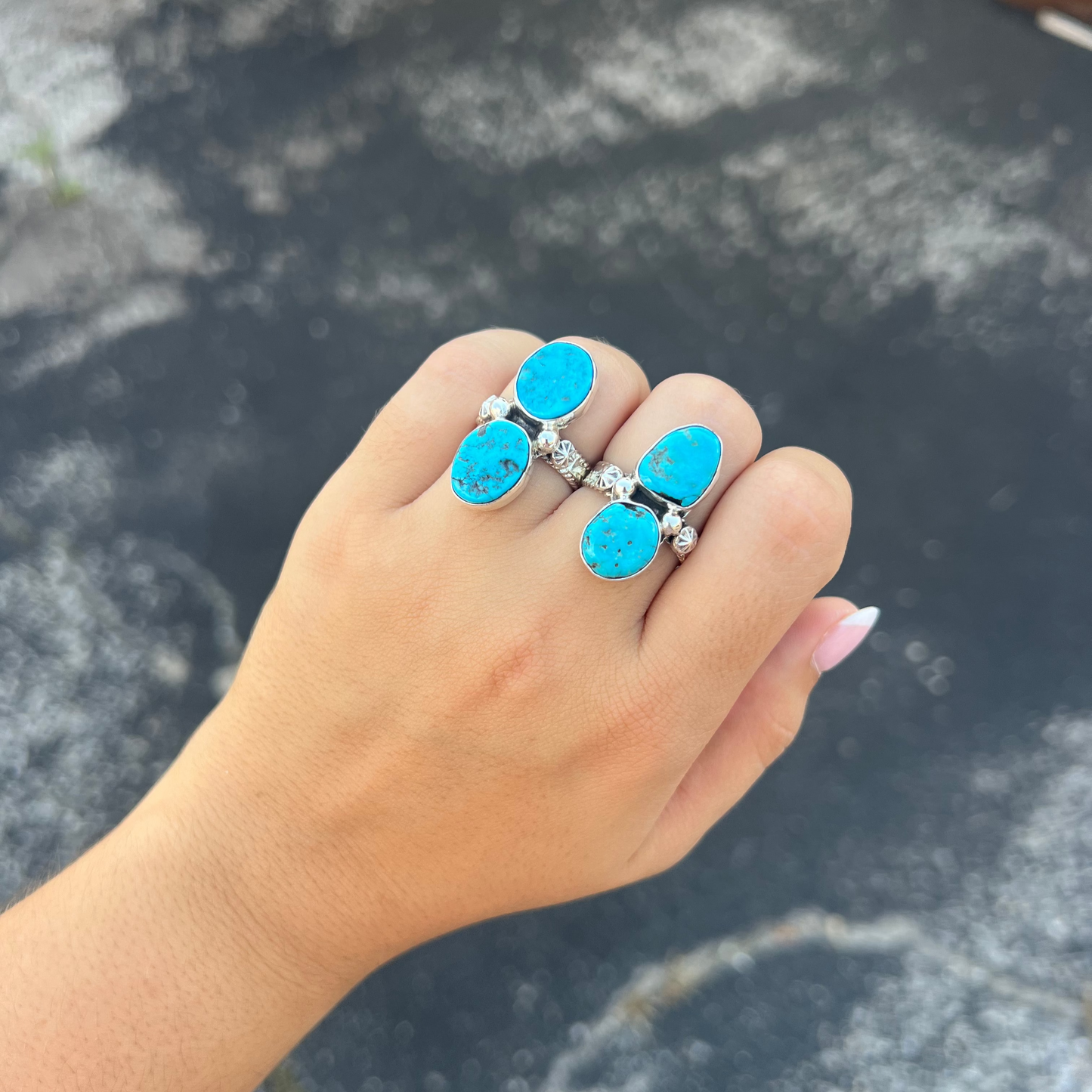 Two Stone Kingman Sterling Silver Ring
