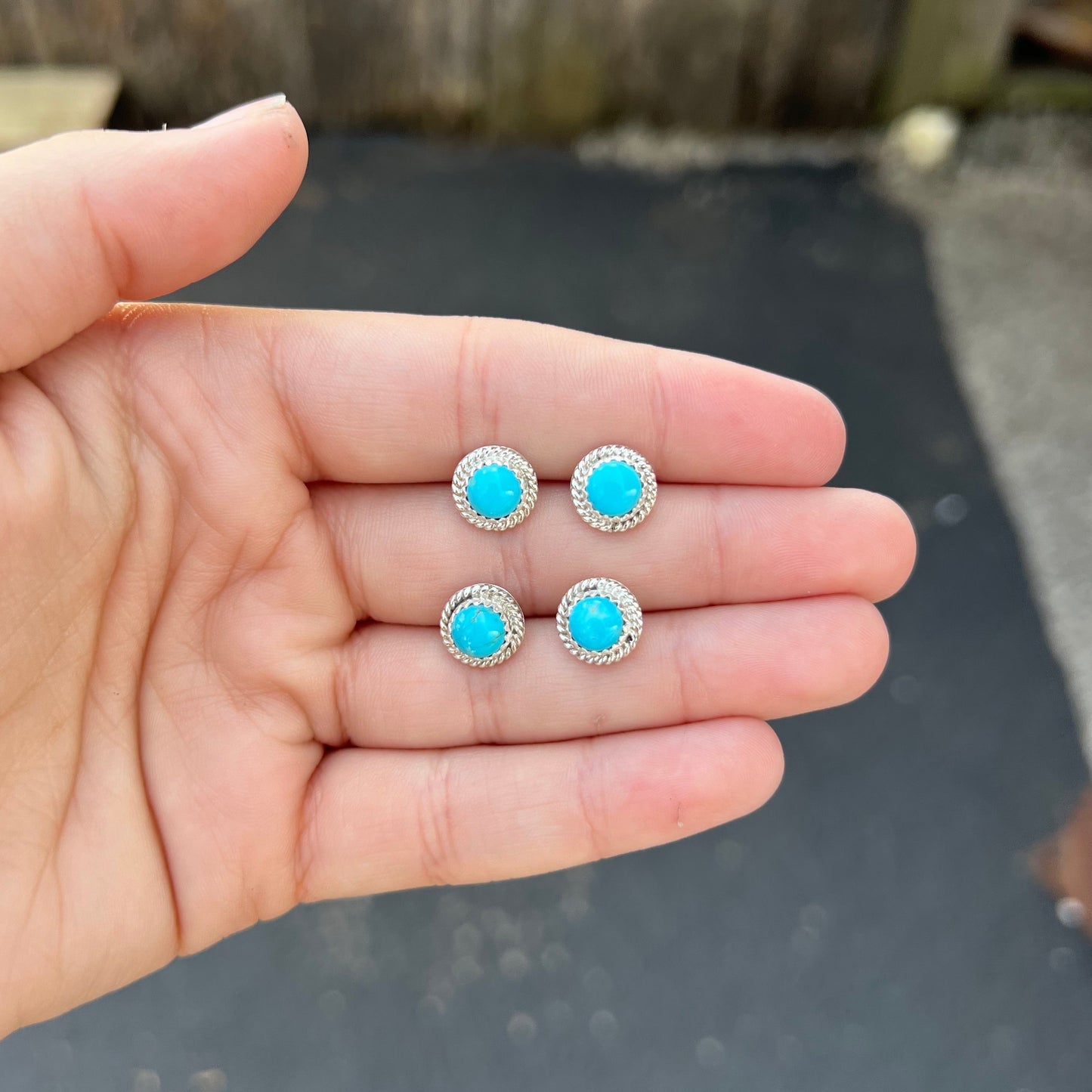 Authentic Round Turquoise, Spiny Oyster, Lapis Studs