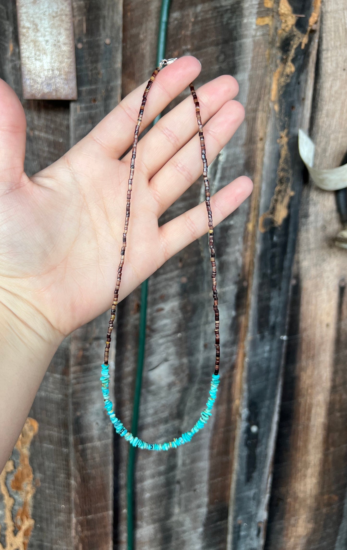 Authentic Turquoise Nugget and Brown Heishi Necklace