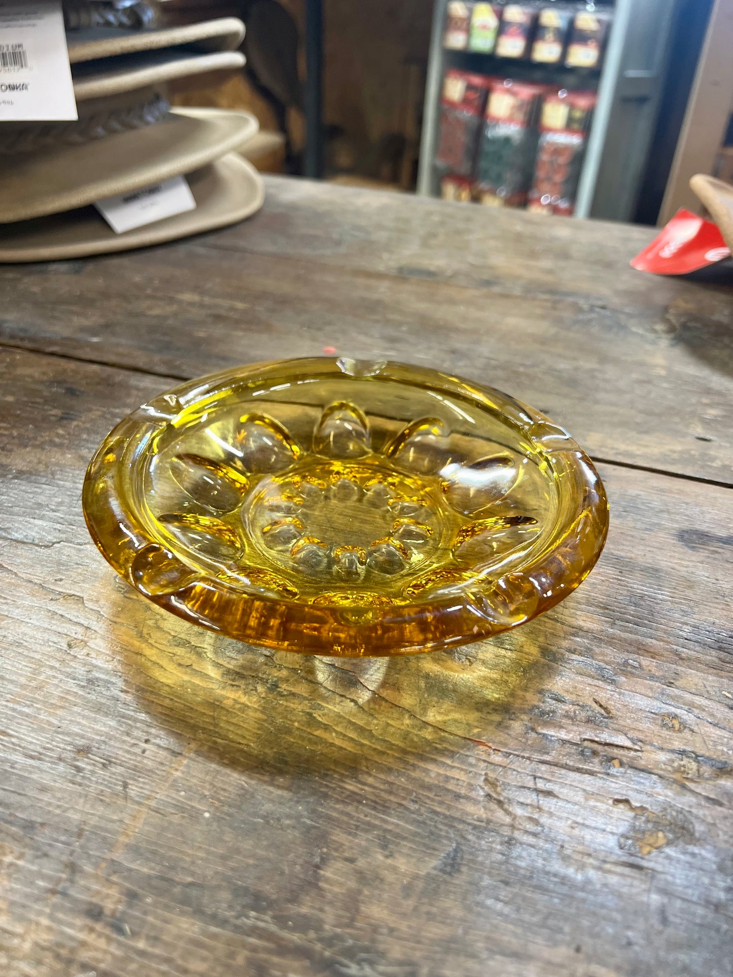 Vintage Amber Glass Ashtray