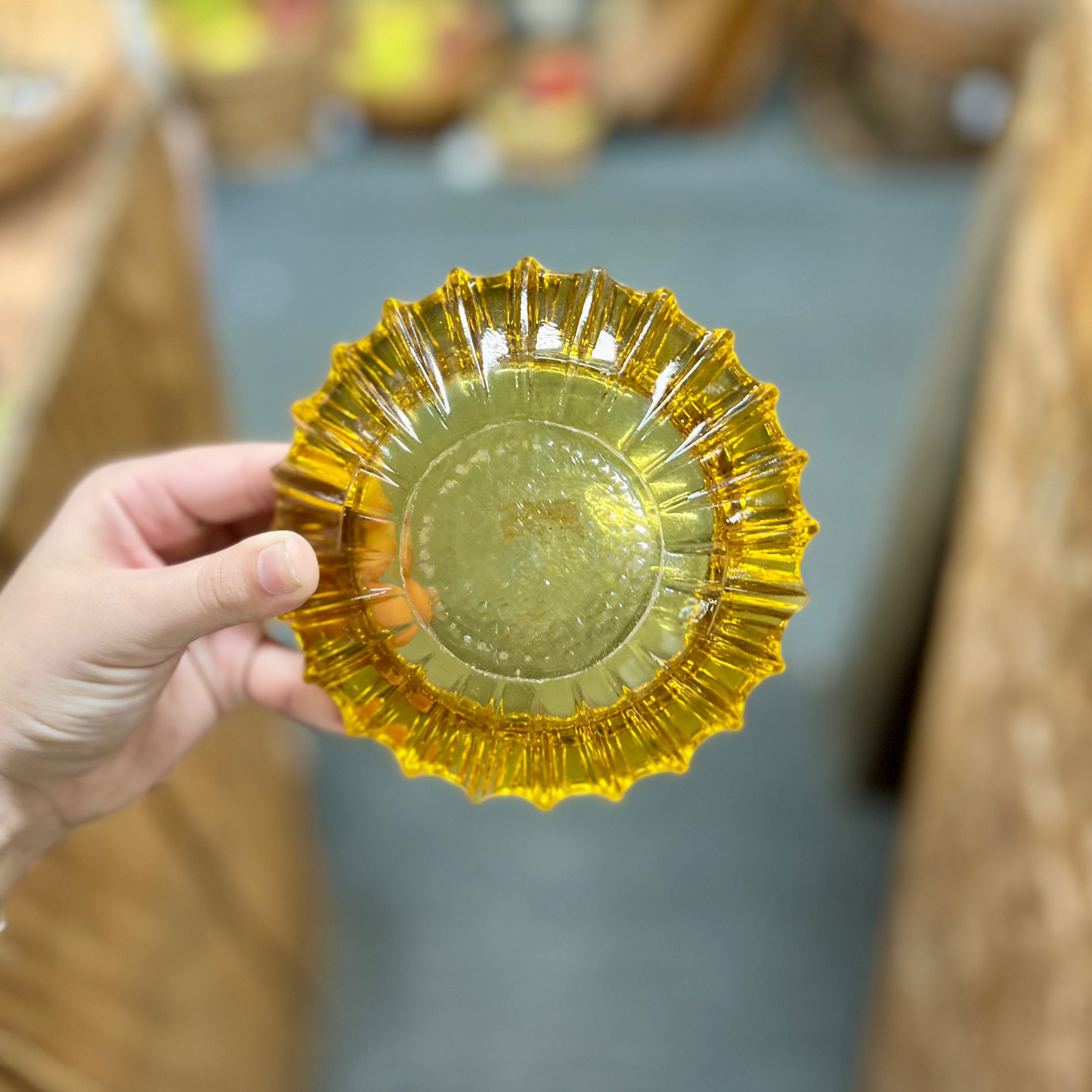 Vintage Amber Glass Ashtray