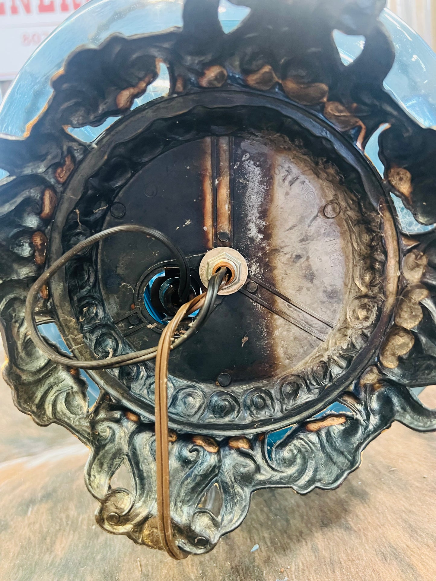 Vintage Beautiful Blue Accurate Casting Co Base Lamp with Shade