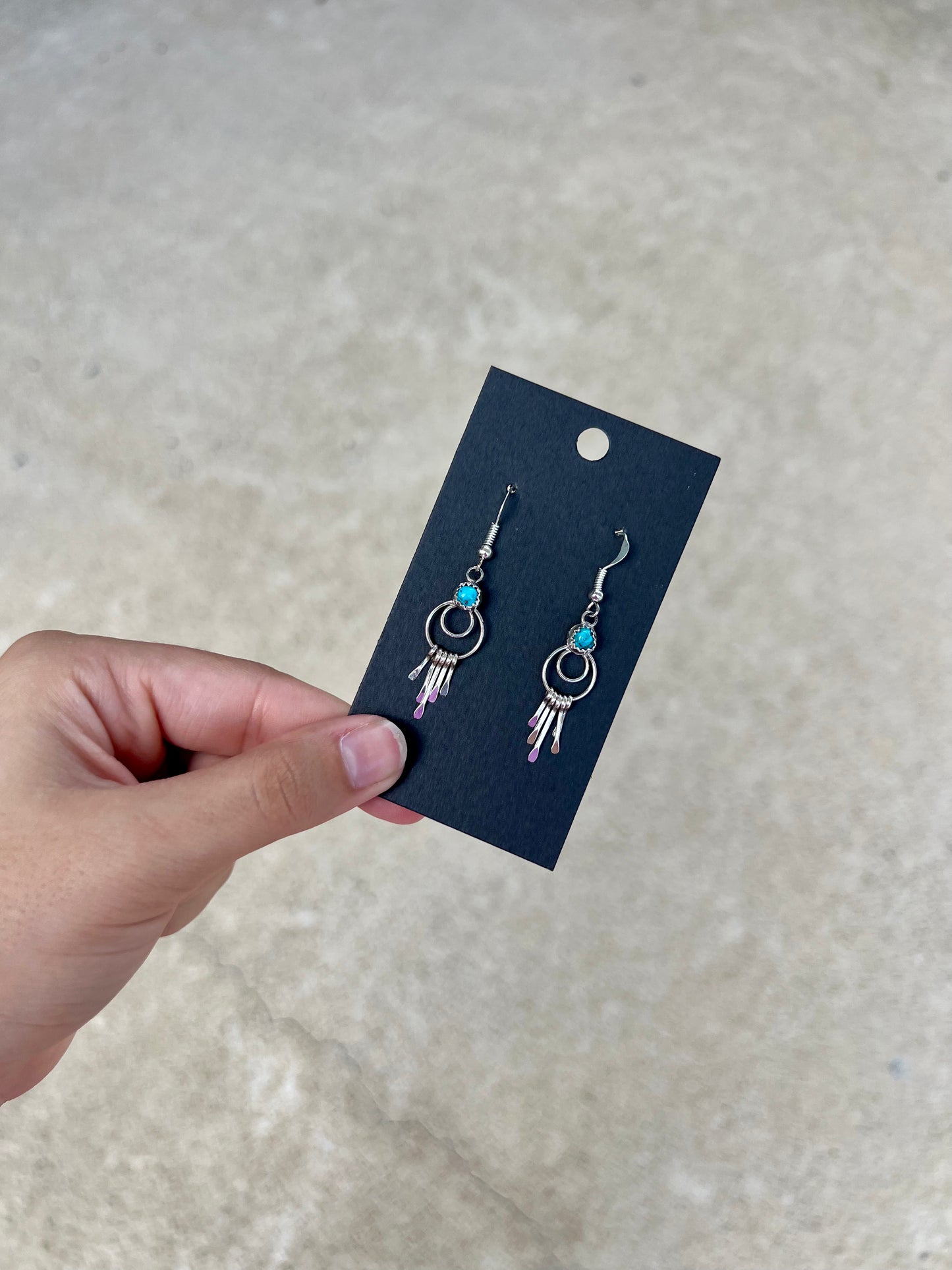 Genuine Turquoise Dangle Paddle Earrings