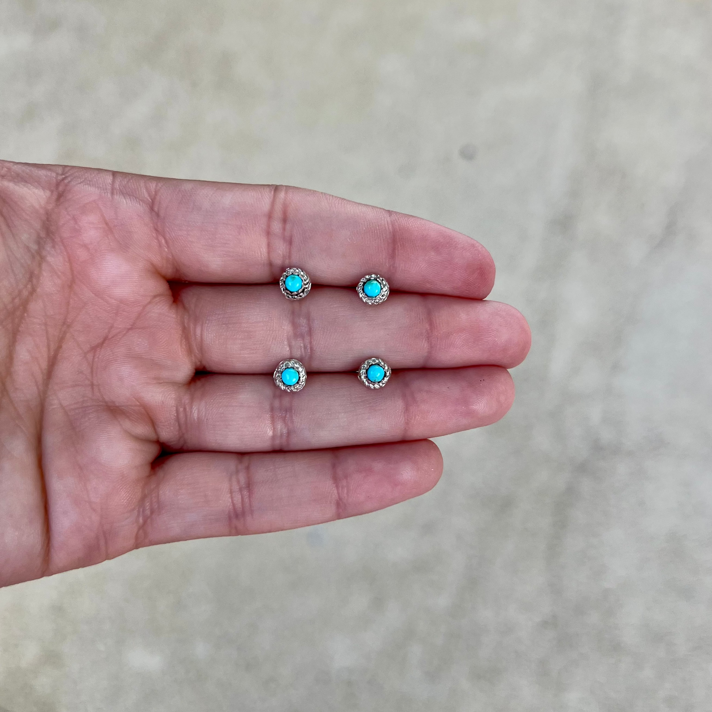 Round Sleeping Beauty Turquoise Mini Studs