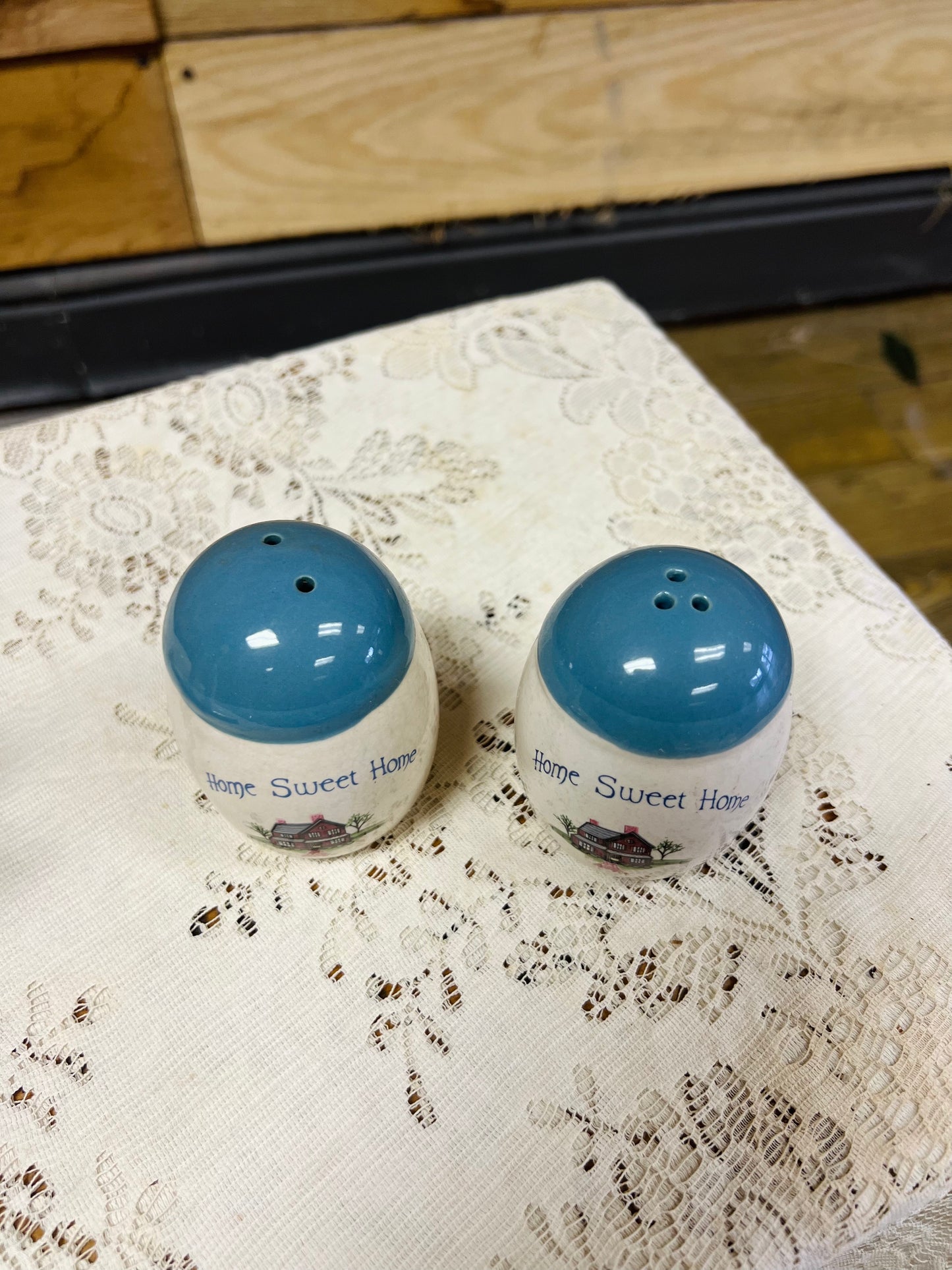 Vintage Home Sweet Home Salt & Pepper Shakers with Napkin Holder