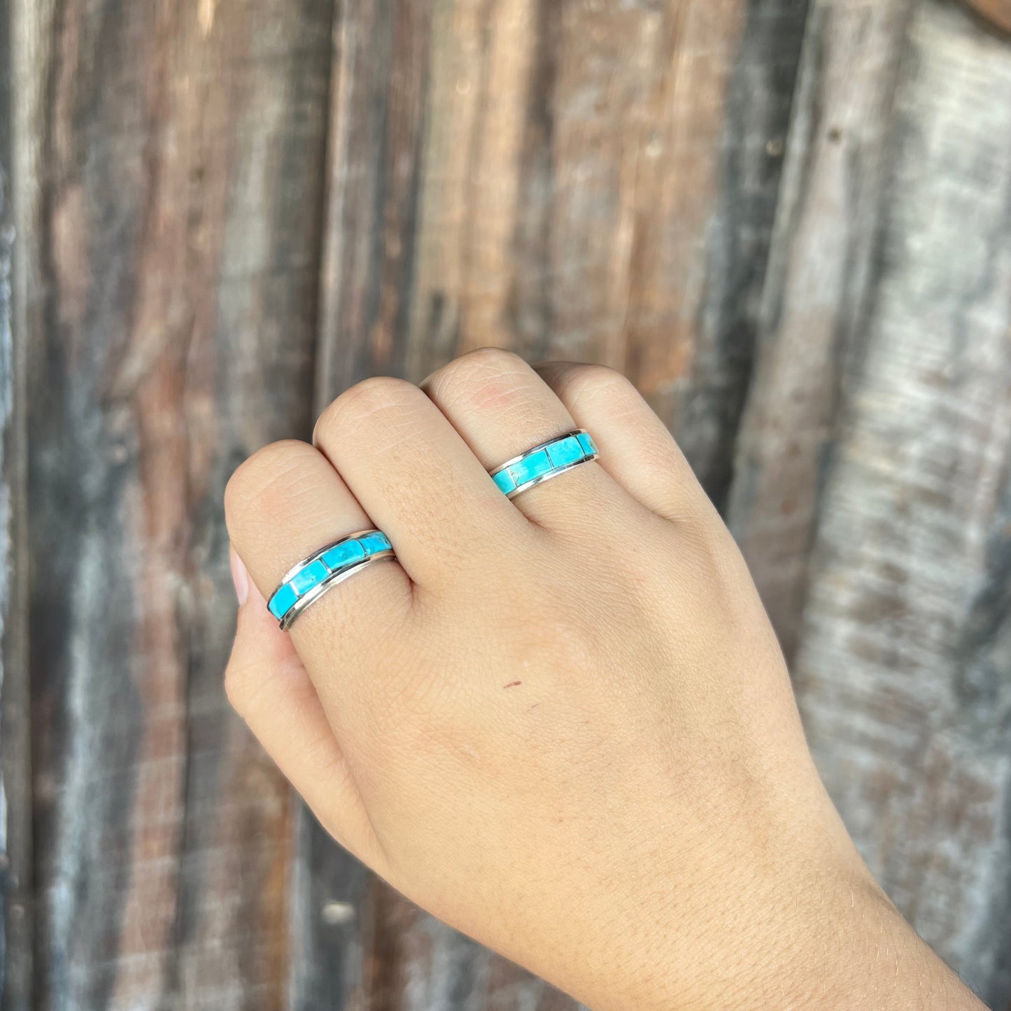 Genuine Turquoise 4 Stone Inlay Ring