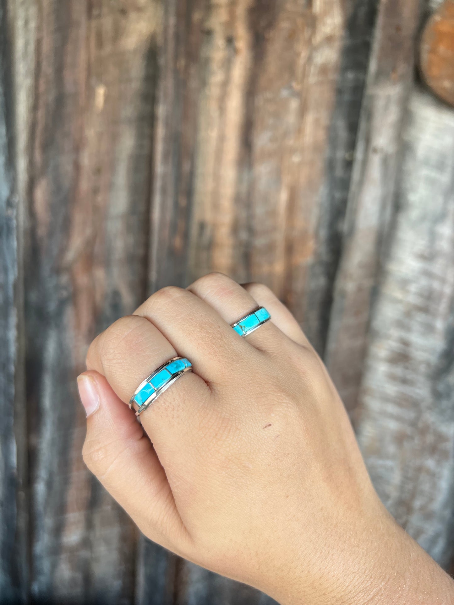 Genuine Turquoise 4 Stone Inlay Ring