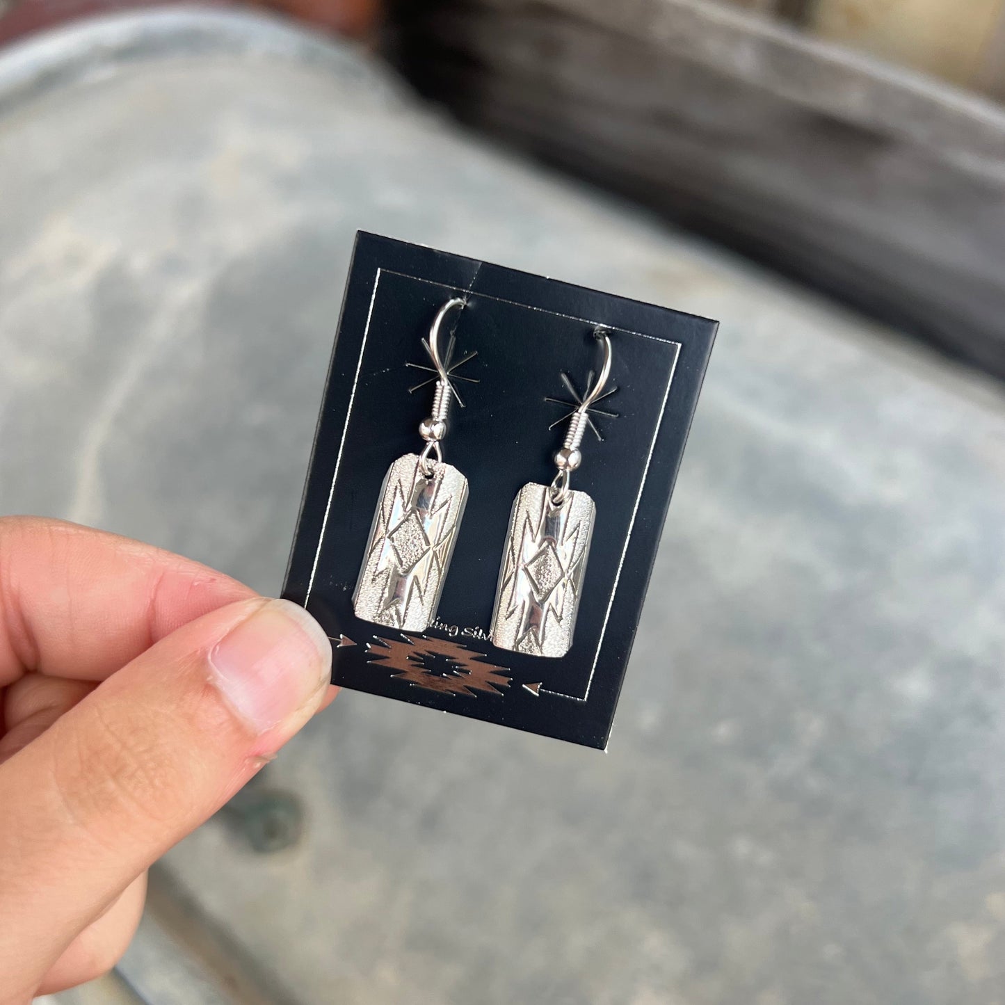 Sterling Silver Aztec Stamped Earrings