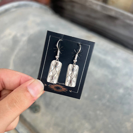 Sterling Silver Aztec Stamped Earrings