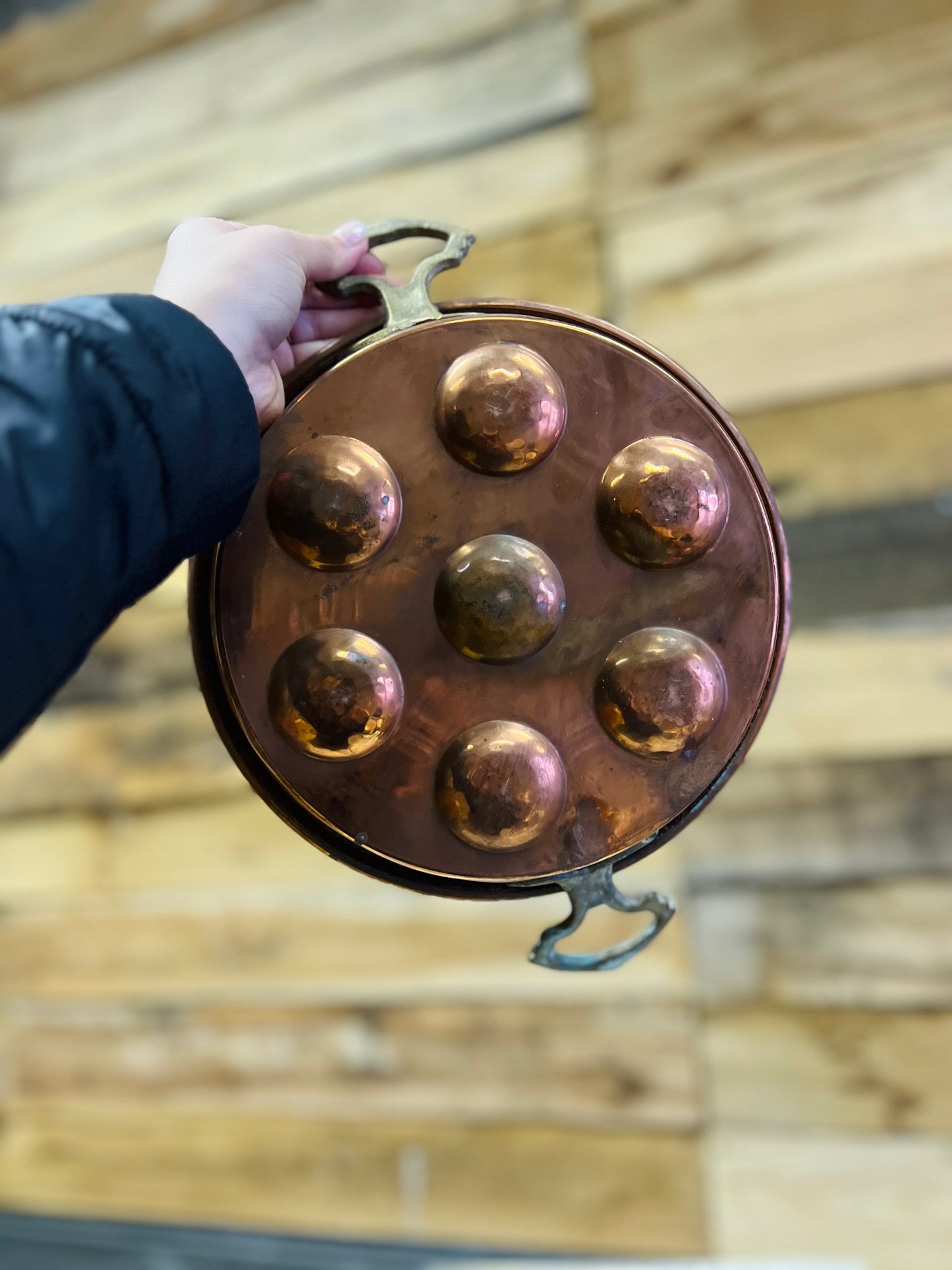 Vintage Copper Mold Egg Poacher Pan
